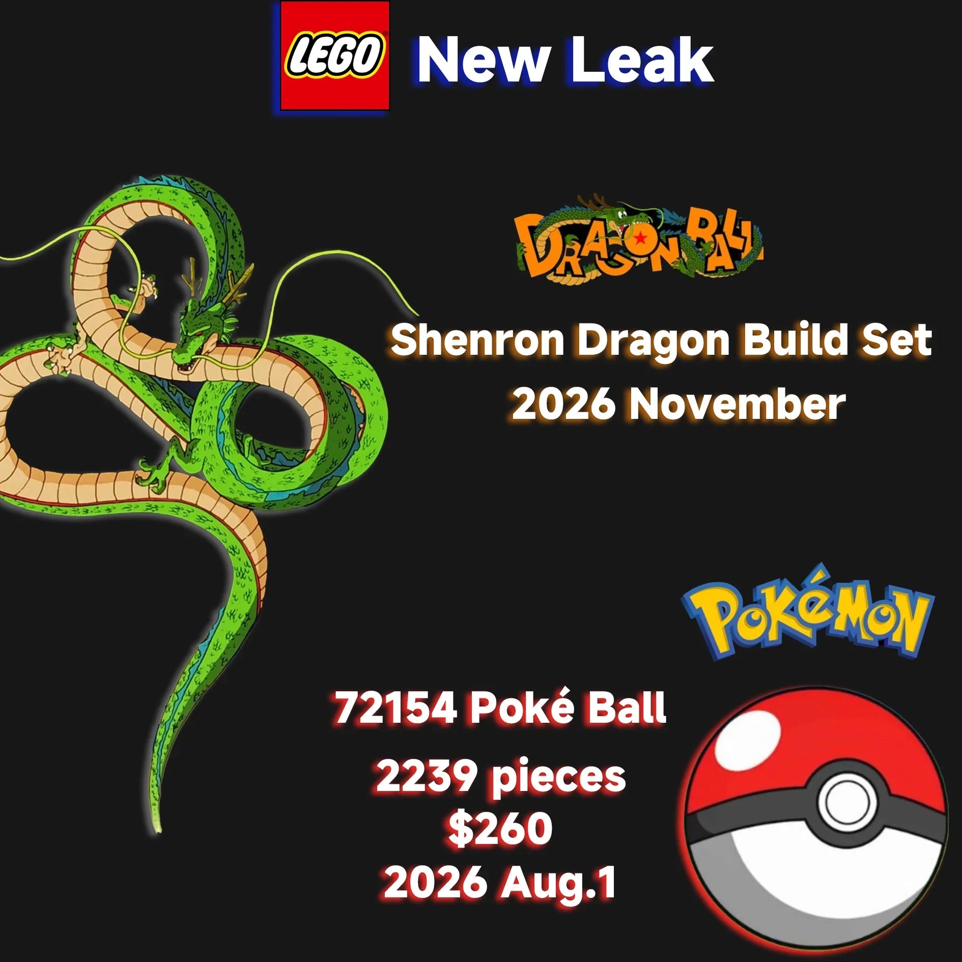 LEGO Pokémon Poké Ball (72154) and Dragon Ball Shenron Set Rumors: Wha