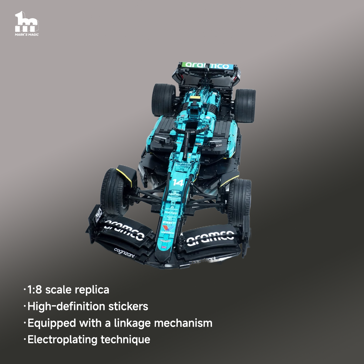 Electroplating Aston Martin AMR24 1:8 scale MOC(3249 pieces)