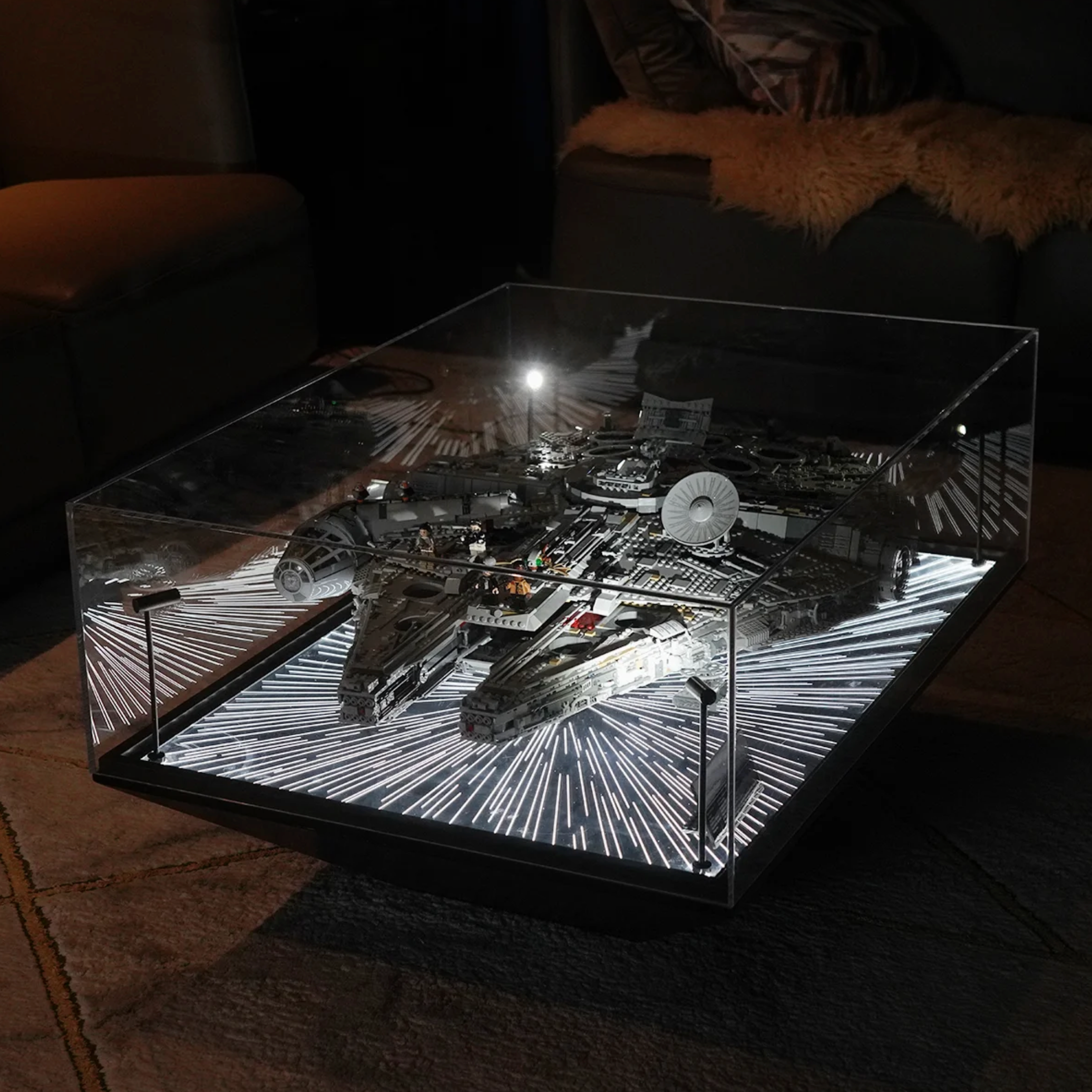 lego millennium falcon display case