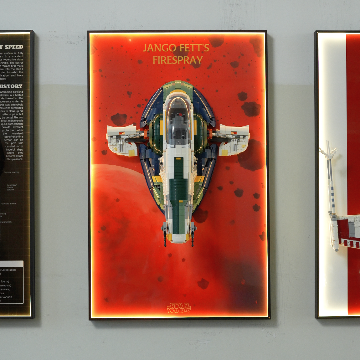 LEGO® STAR WARS™ 75409 Jango Fett's Firespray-Class Starship display frame in home