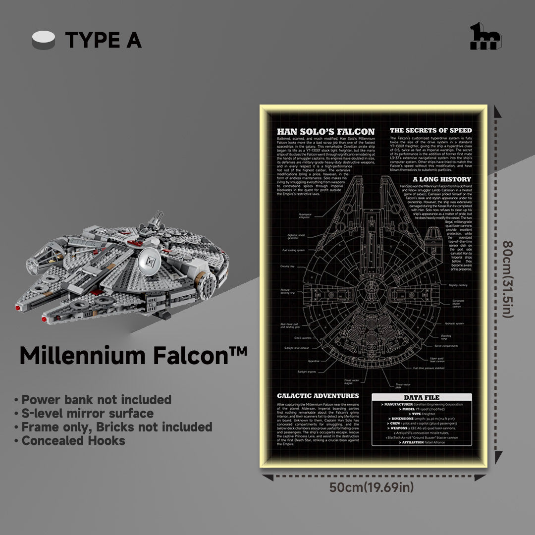 lego STAR WARS™ millennium falcon display light frame TYPE A
