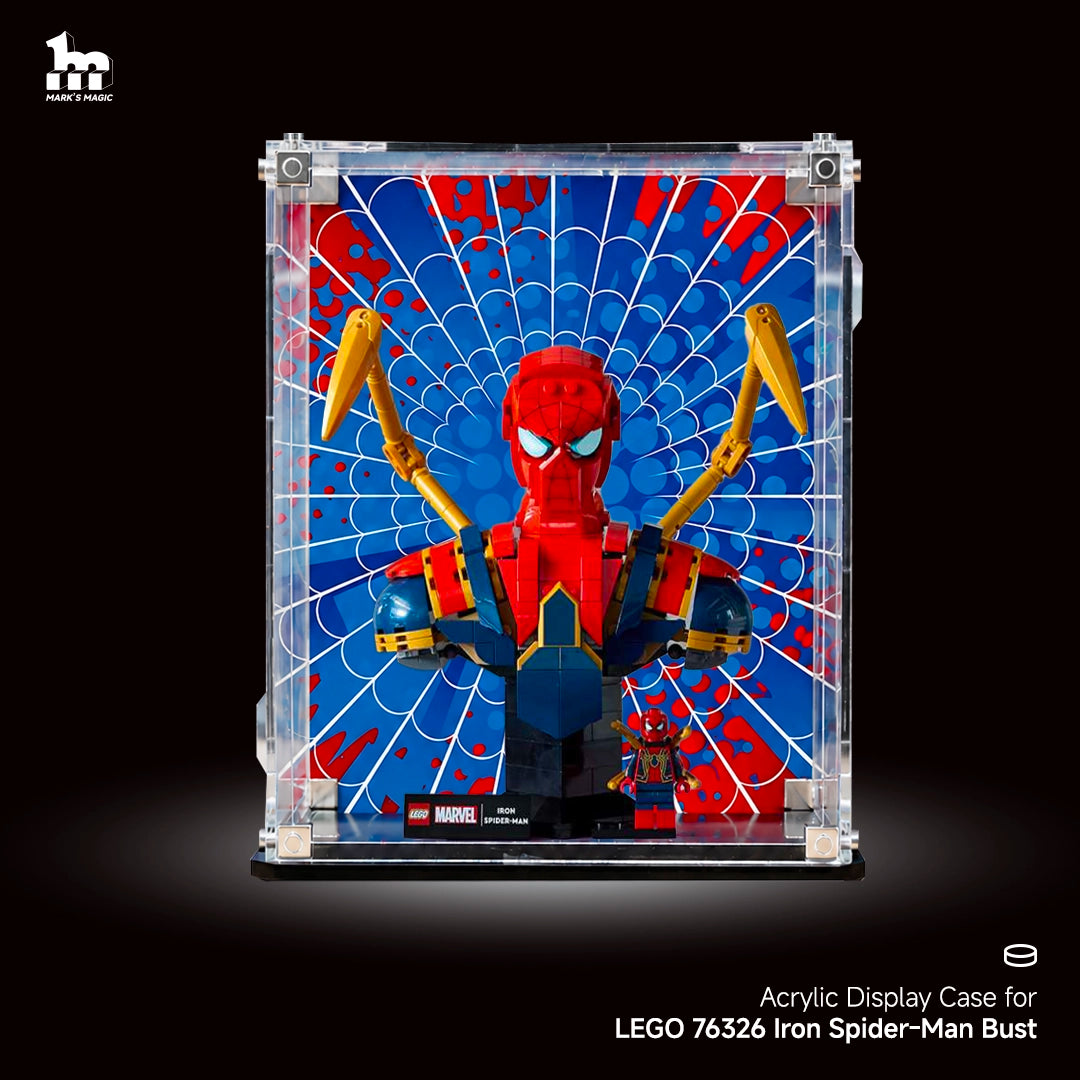 Wall mounted Display Case For LEGO Marvel 76326 Iron Spider-Man Bust