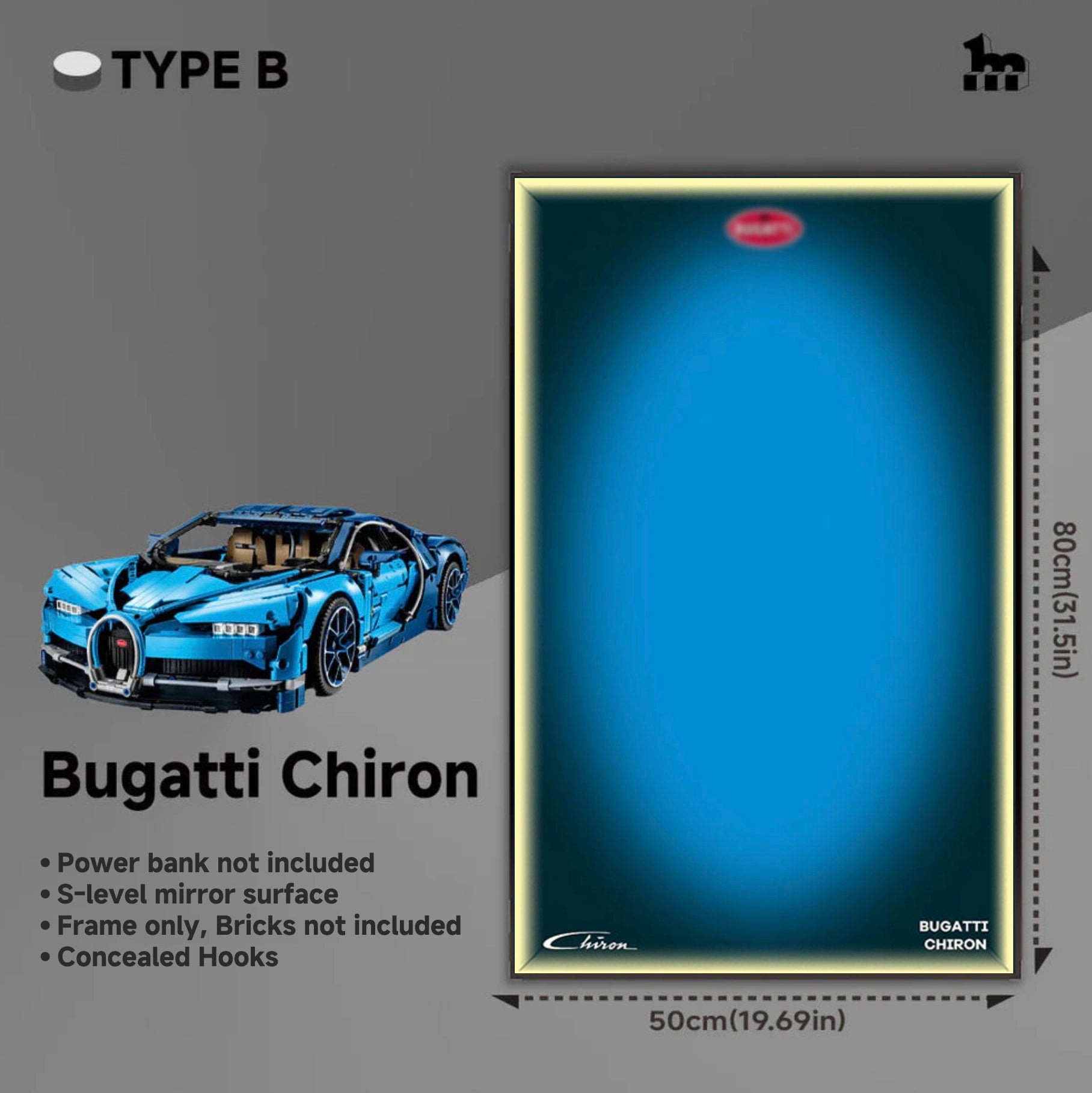 Car Display Frame for LEGO® TECHNIC™ Bugatti Chiron 42083