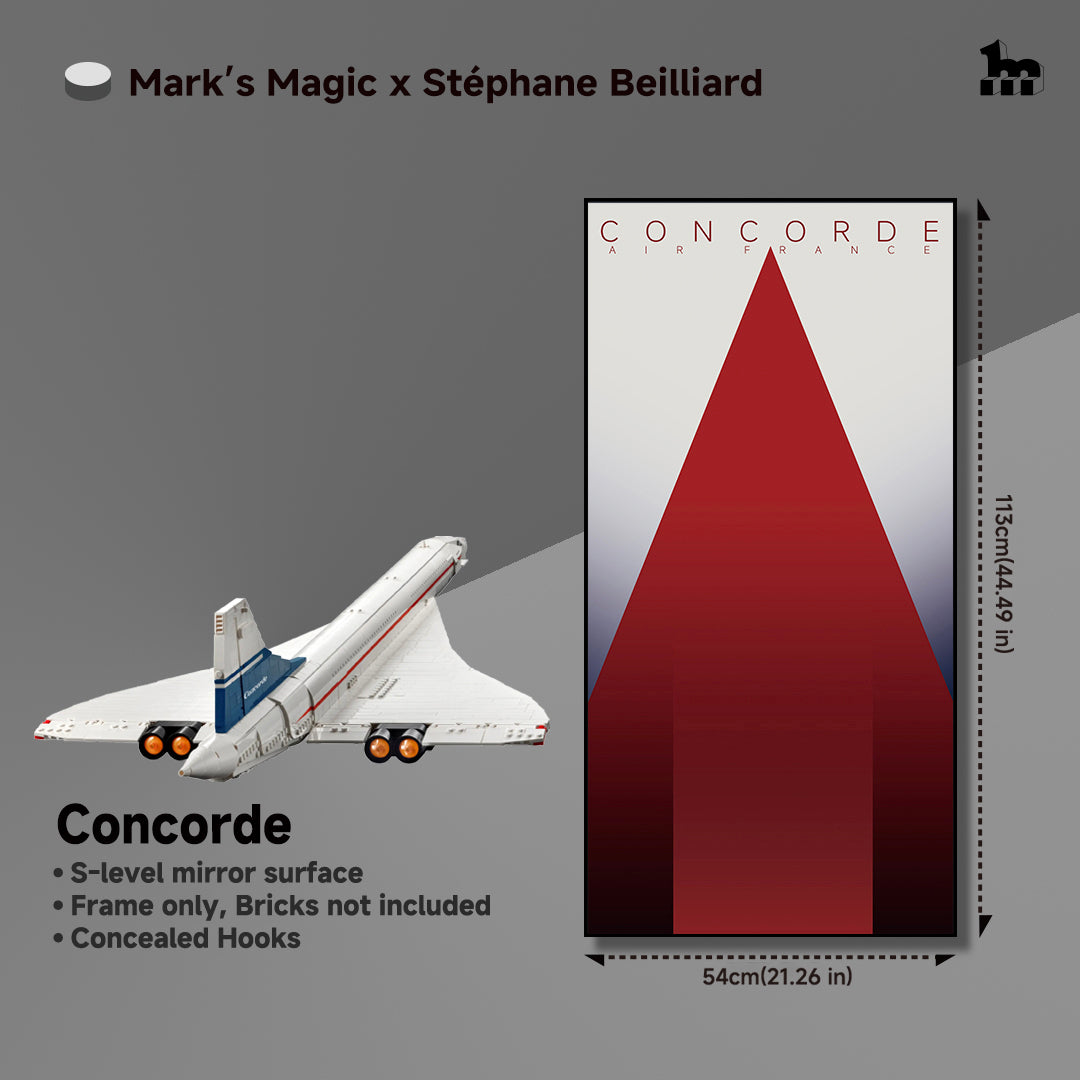 Mark’s Magic x Stéphane Beilliard|Cadres muraux d’exposition pour LEGO® ICONS Concorde 10318