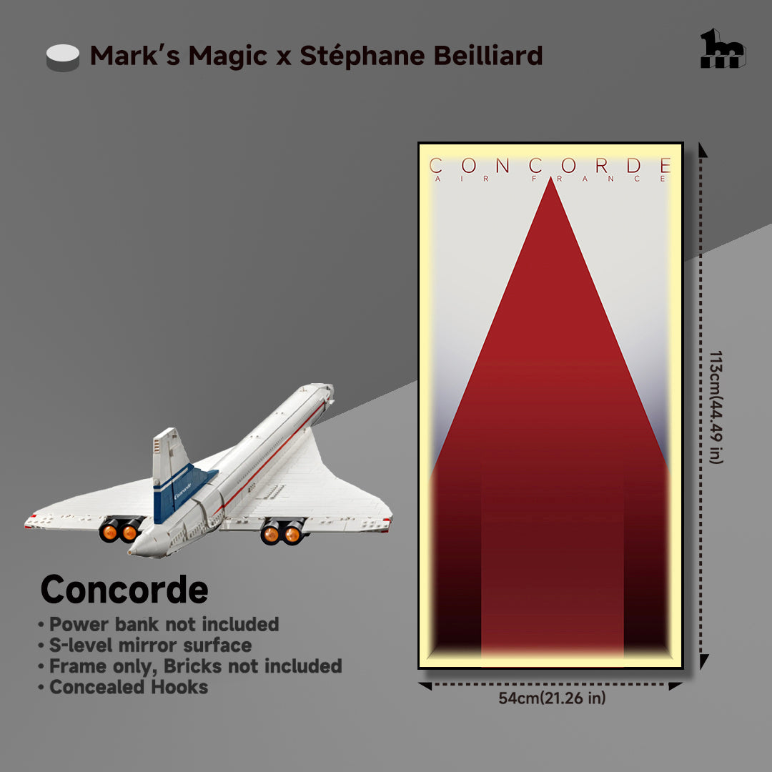 Mark’s Magic x Stéphane Beilliard|Cadres muraux d’exposition pour LEGO® ICONS Concorde 10318