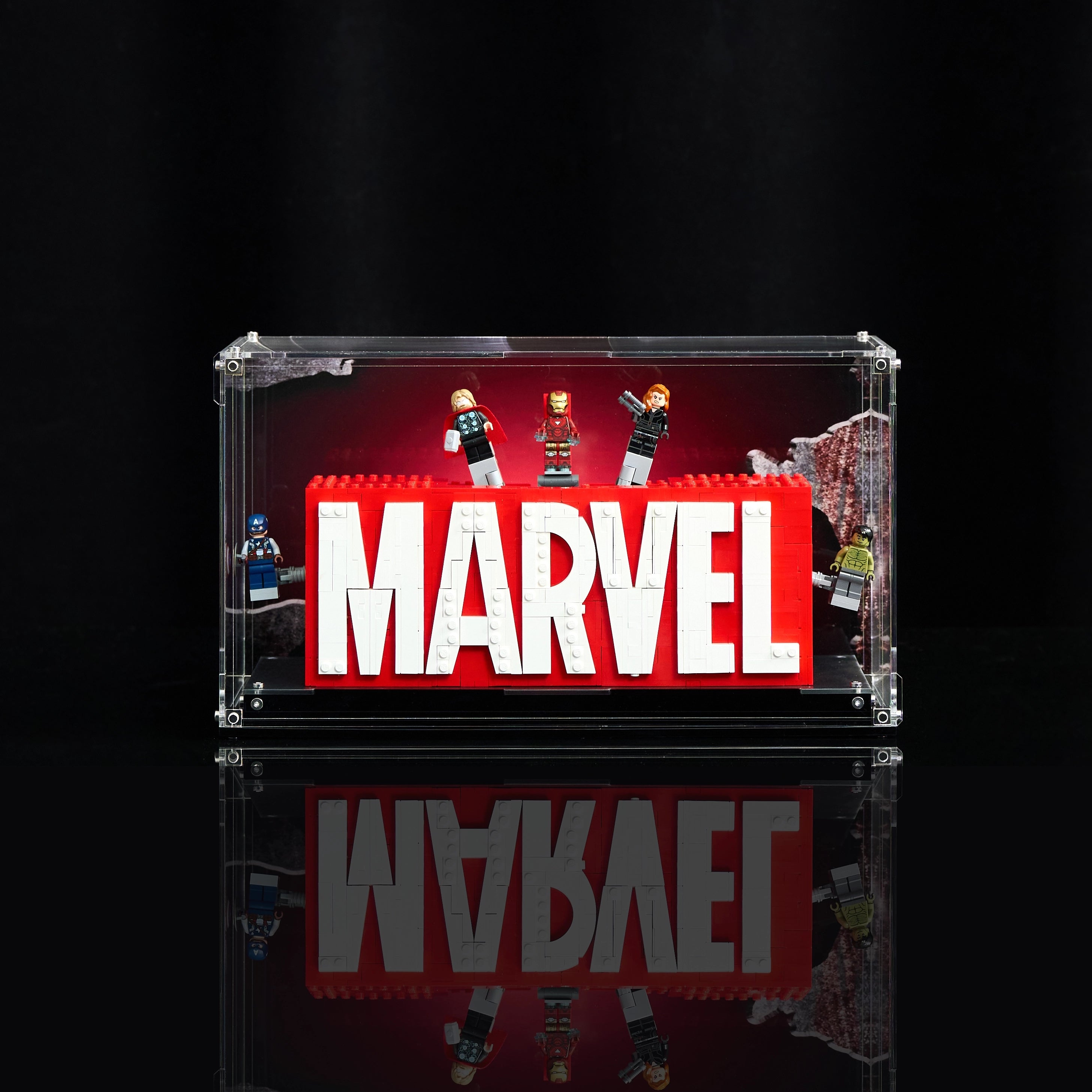【PREMIUM】 Display Acrylic Case For LEGO Marvel 76313 MARVEL Logo