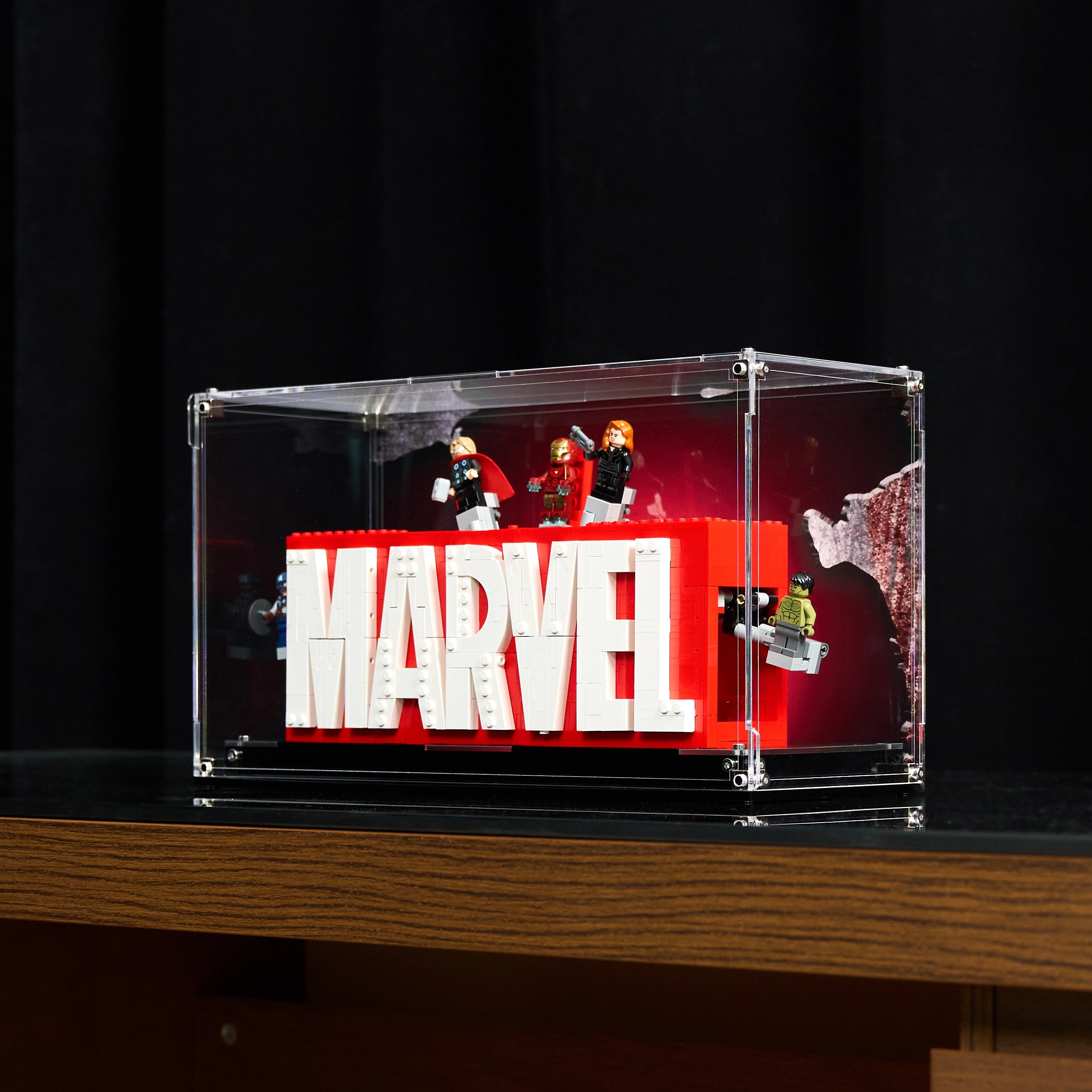 【PREMIUM】 Display Acrylic Case For LEGO Marvel 76313 MARVEL Logo