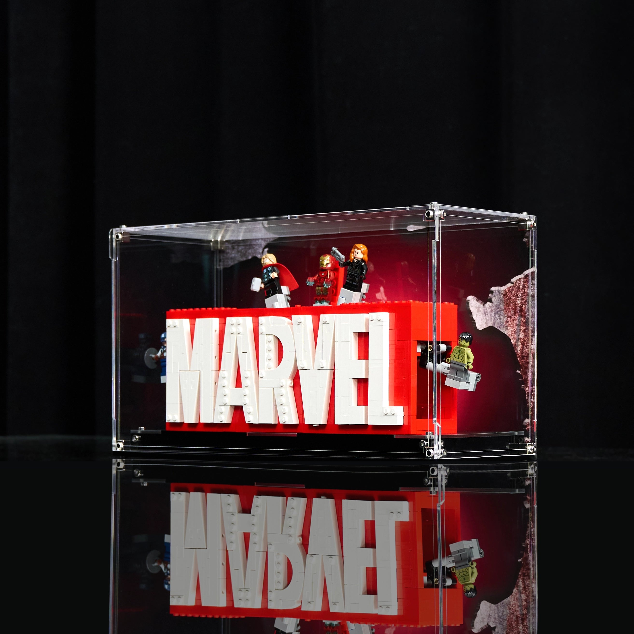 【PREMIUM】 Display Acrylic Case For LEGO Marvel 76313 MARVEL Logo