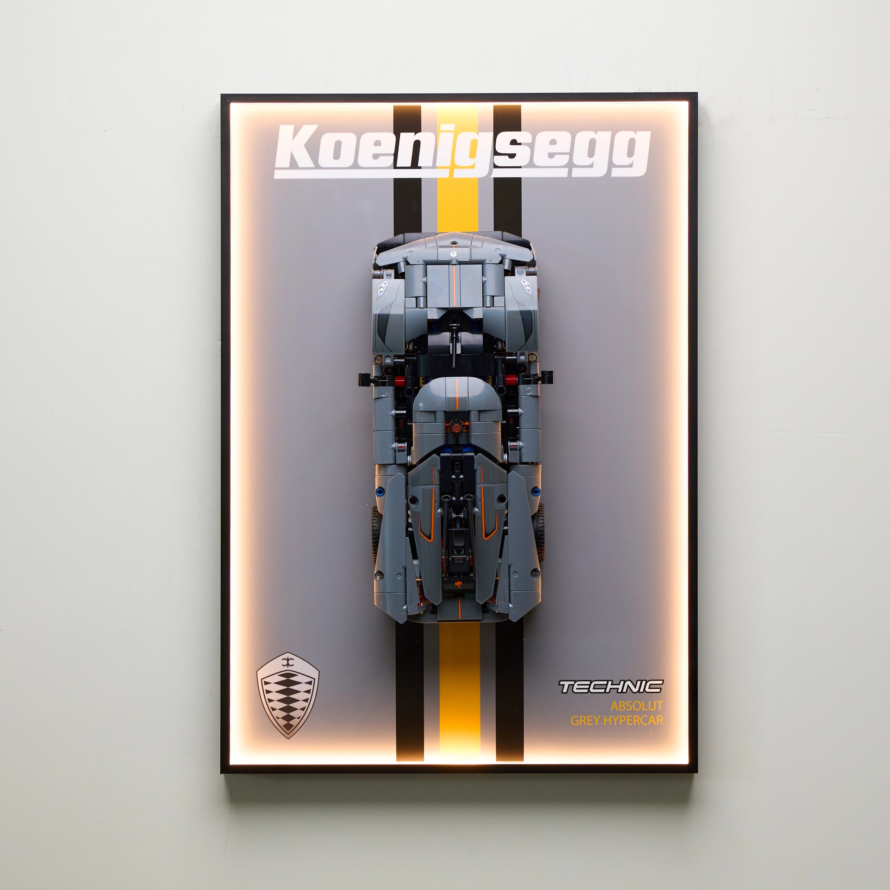 Wall Display frame for LEGO®  Technic™ 42173 Koenigsegg Jesko Absolut Grey Hypercar Mid-Size Car