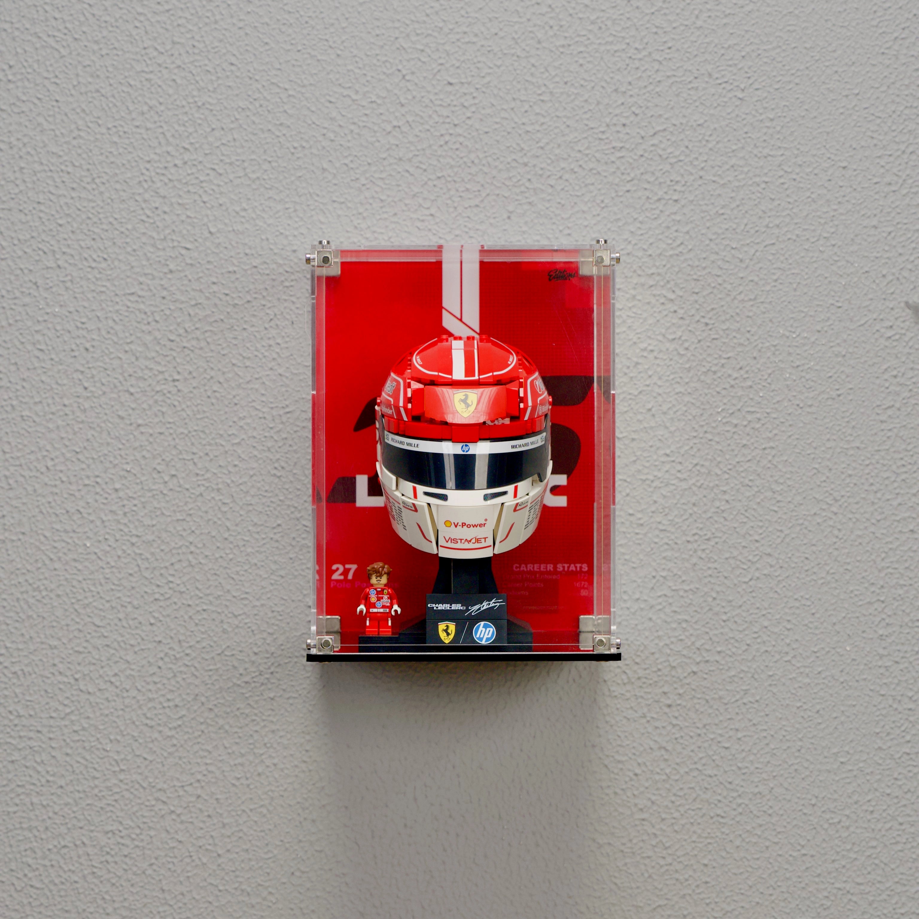 Wall mounted Display Case For LEGO® Editions F1 43014 Leclerc’s Helmet