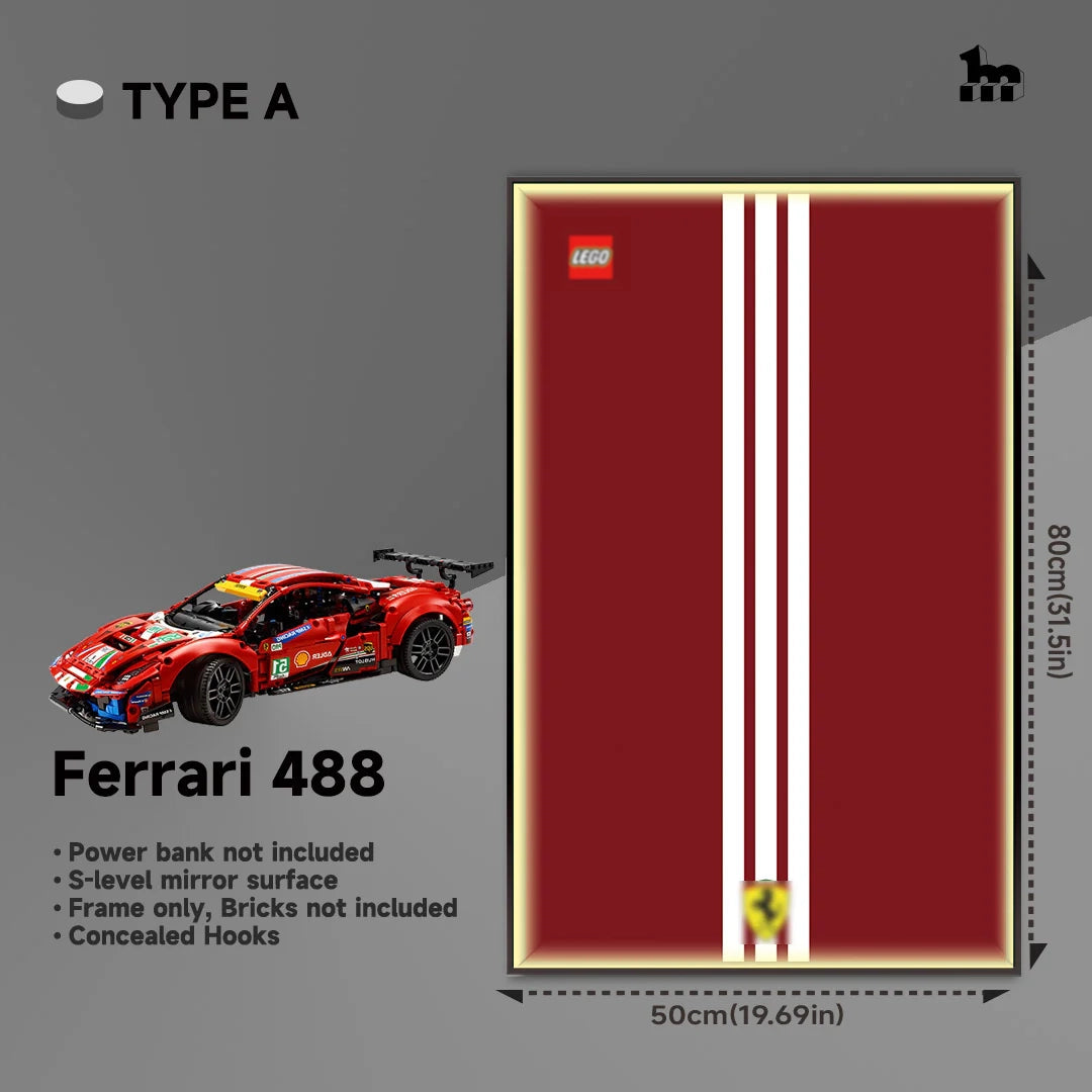 Lego Ferrari 488 car frame for wall