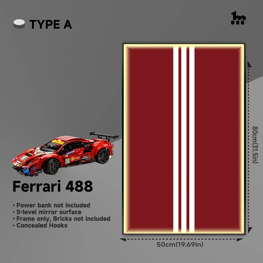Lego Ferrari 488 car frame for wall
