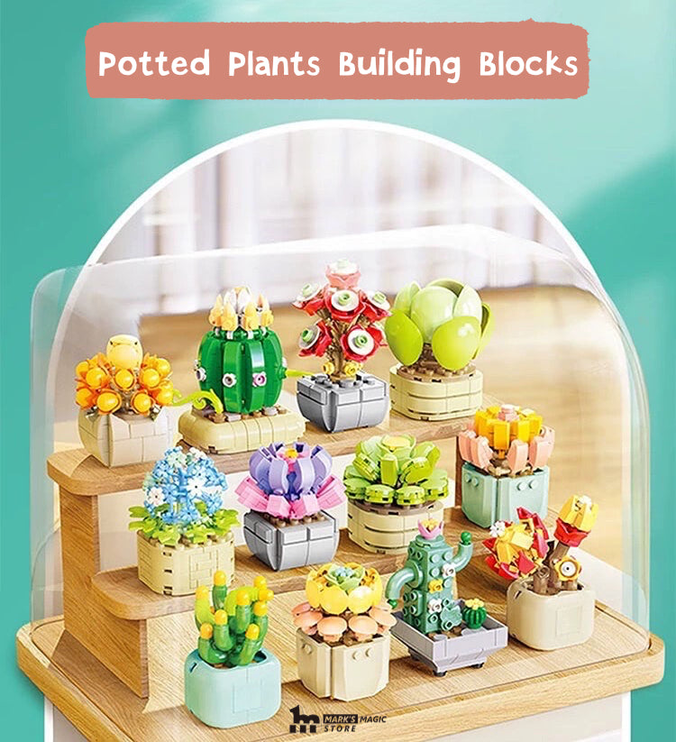 FEIMI™ The Potted Plants Building Blocks(Free Display rack)