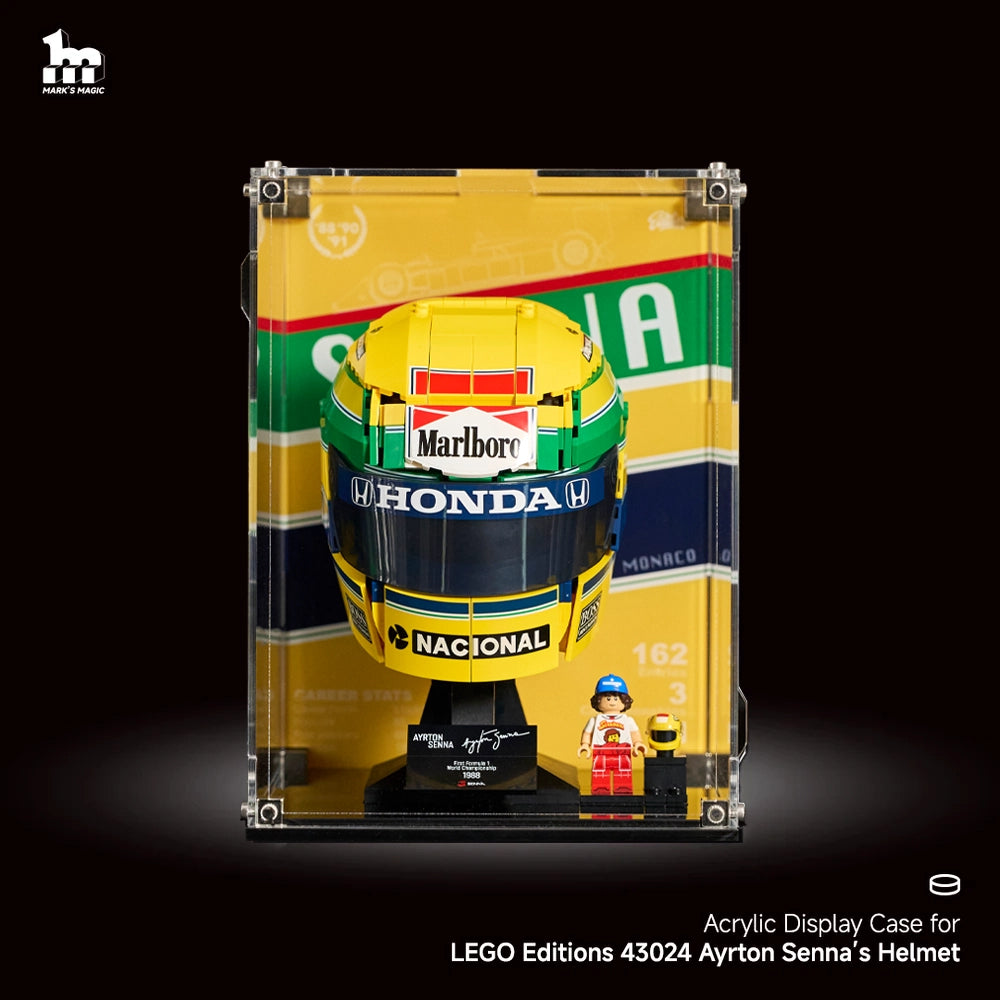 【Free Sticker Included】Wall mounted Display Case For LEGO® Editions F1 43024 Ayrton Senna’s Helmet