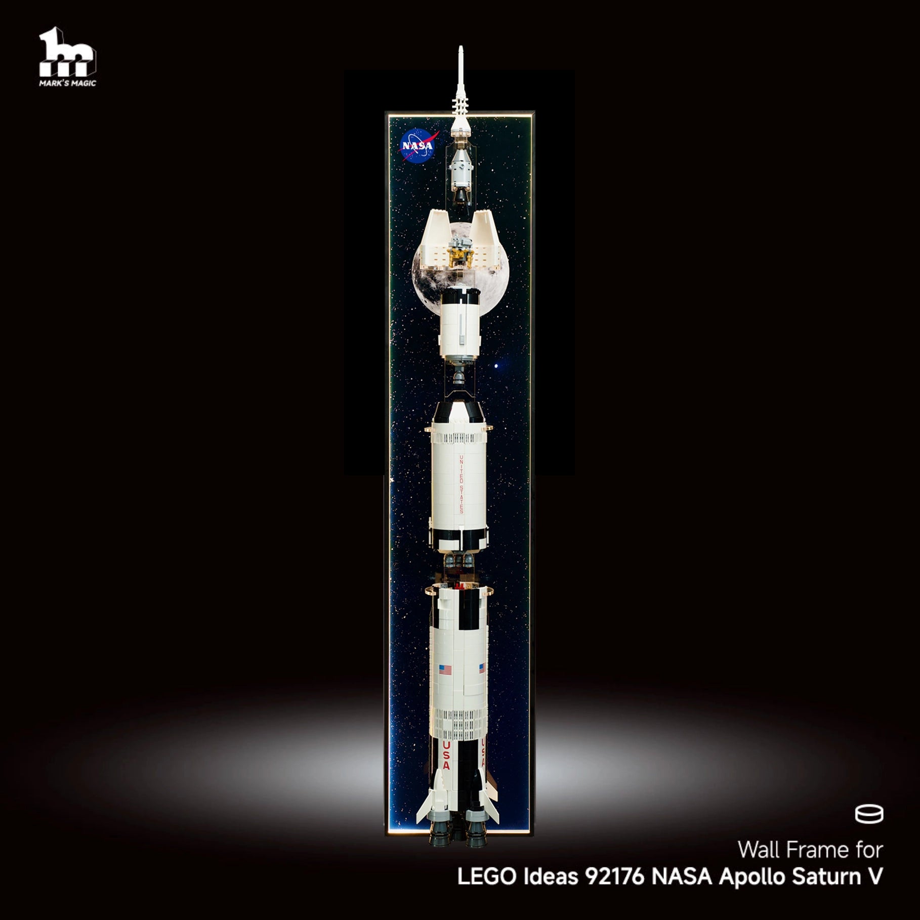 Wall Display Frame For LEGO® Ideas 92176 NASA Apollo Saturn V-Separated Stages