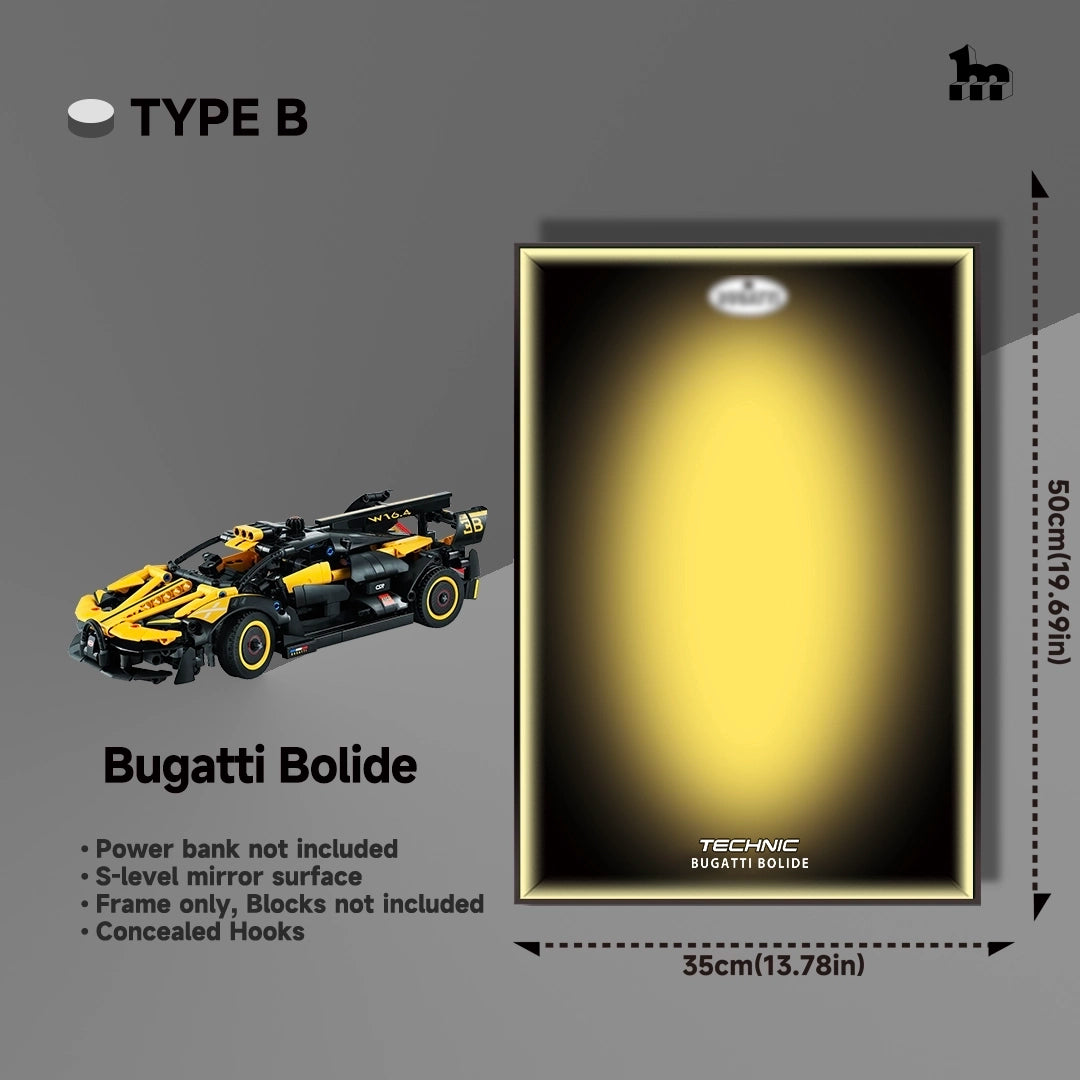 Wall Display frame for LEGO® Technic™ 42151 Bugatti Bolide Mid-Size Car