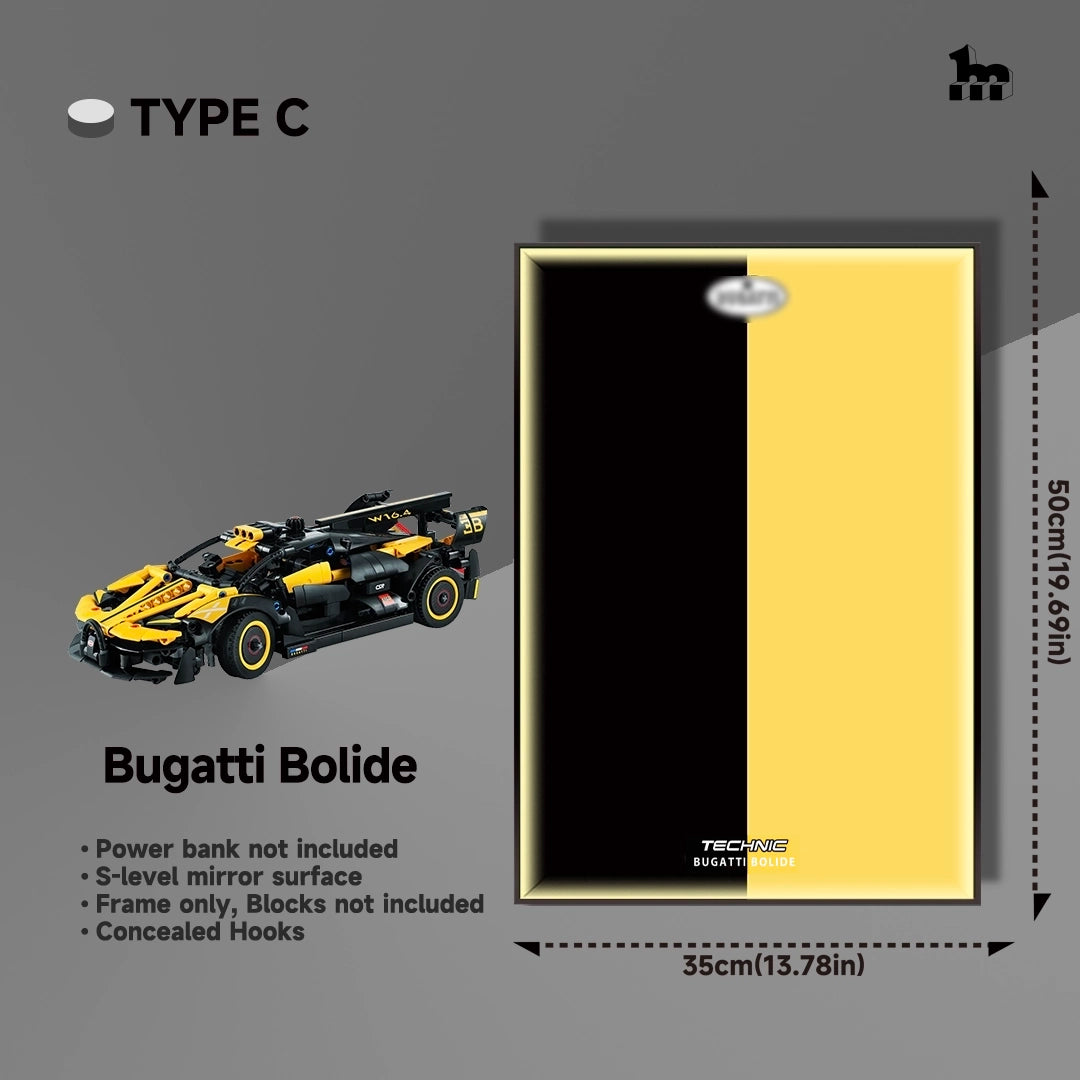 Wall Display frame for LEGO® Technic™ 42151 Bugatti Bolide Mid-Size Car