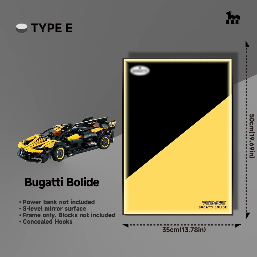 Wall Display frame for LEGO® Technic™ 42151 Bugatti Bolide Mid-Size Car