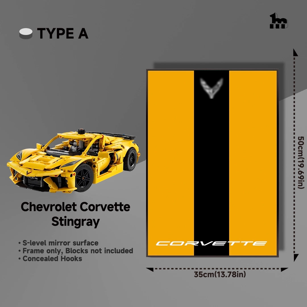 Wall Display frame for LEGO®  Technic™ 42205 Chevrolet Corvette Stingray Mid-Size Car