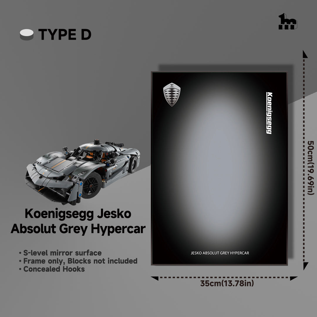 Wall Display frame for LEGO® Technic™ 42173 Koenigsegg Jesko Absolut Grey Hypercar Mid-Size Car