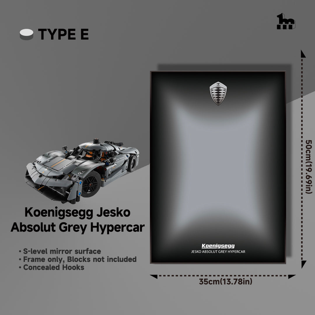 Wall Display frame for LEGO® Technic™ 42173 Koenigsegg Jesko Absolut Grey Hypercar Mid-Size Car