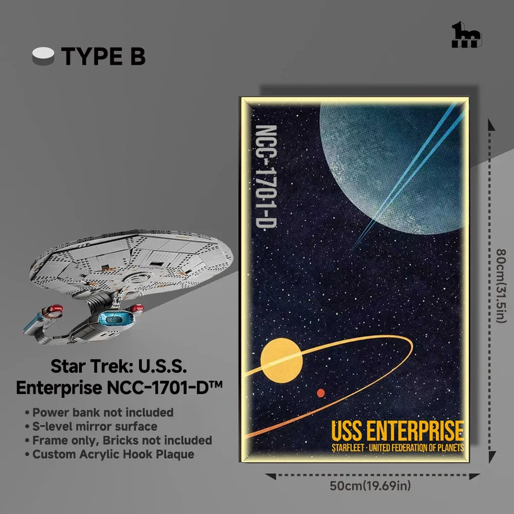 Acrylic Wall Mount Display frame for LEGO® ICONS 10356 Star Trek: U.S.S. Enterprise NCC-1701-D™