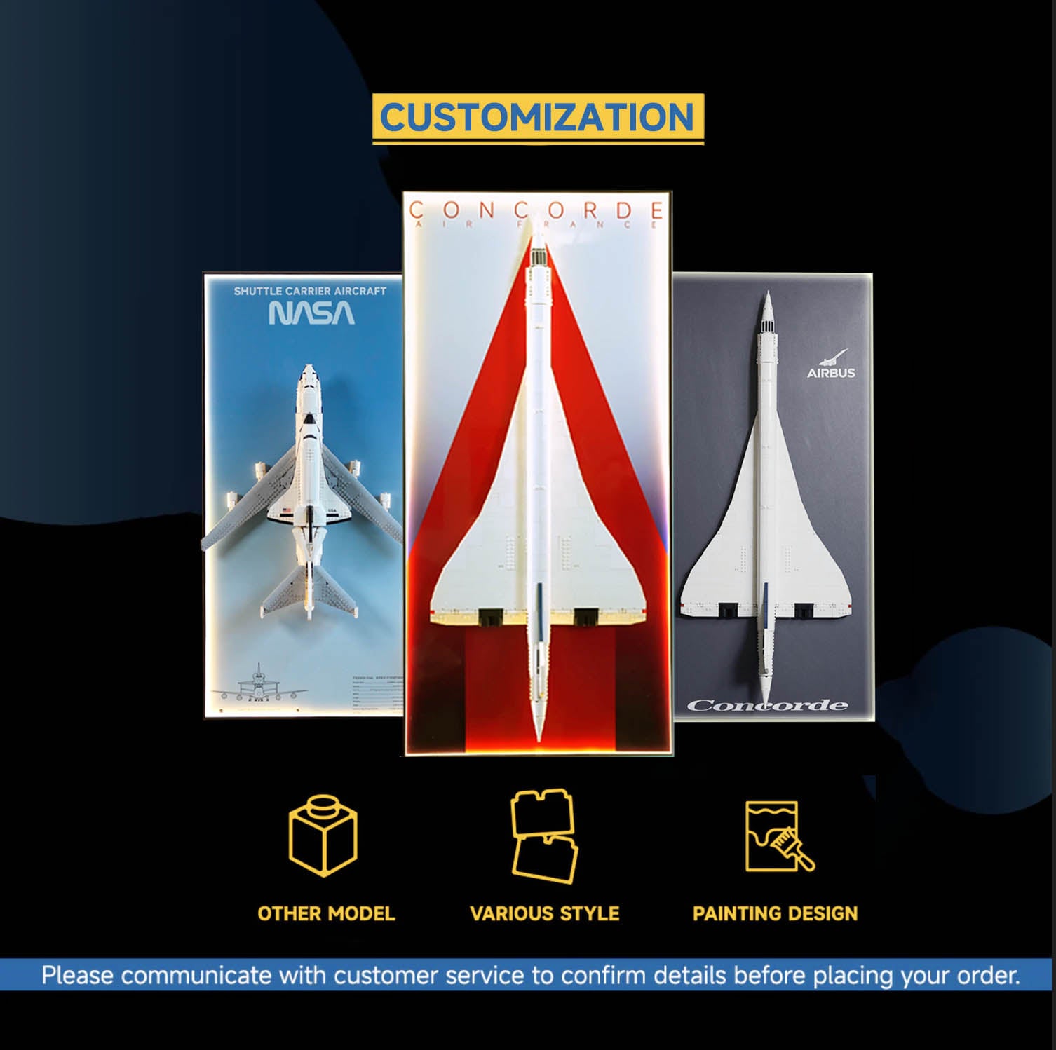 Customization ---Wall Display Frame For LEGO® and Mocs Aircraft Model