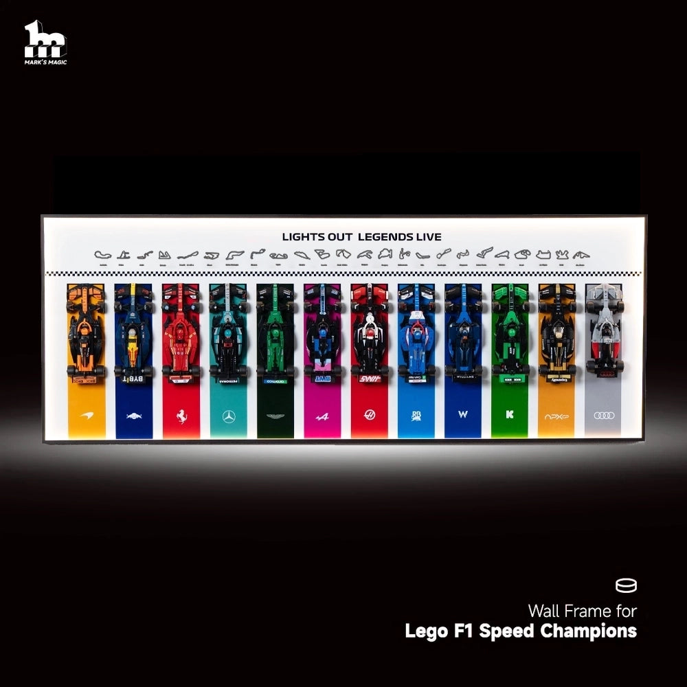 Wanddisplay-Rahmen für 12 LEGO® F1®-Speed-Champions-F1-Rennwagen