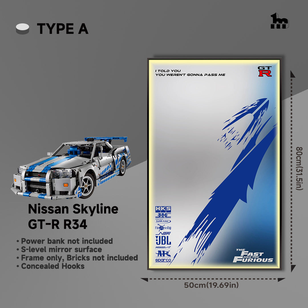 LEGO® Nissan Skyline GT-R (R34) Car display wall mount art