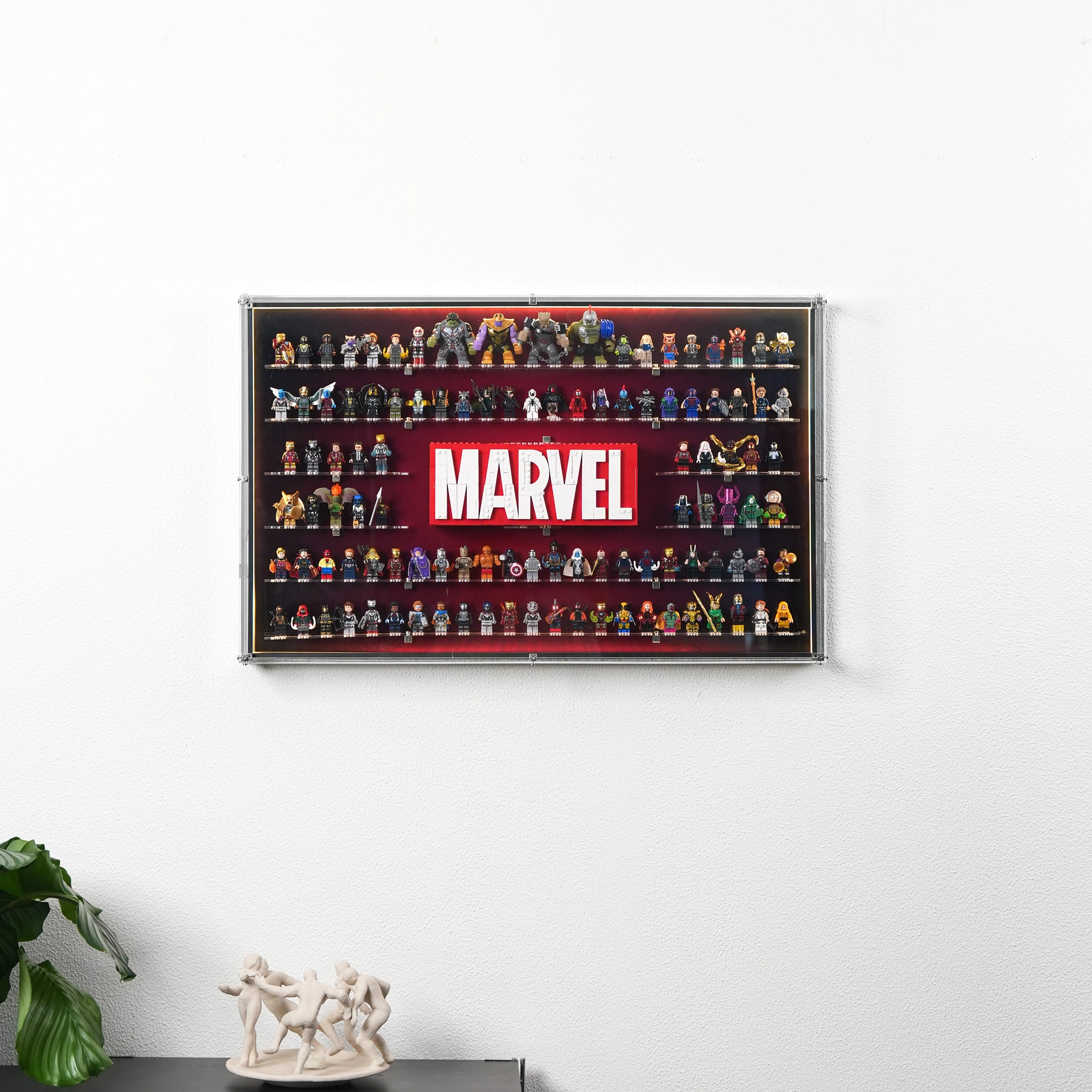 【PREMIUM ÉCLAIRÉ】 Vitrine murale anti-poussière pour logo LEGO & minifigurine