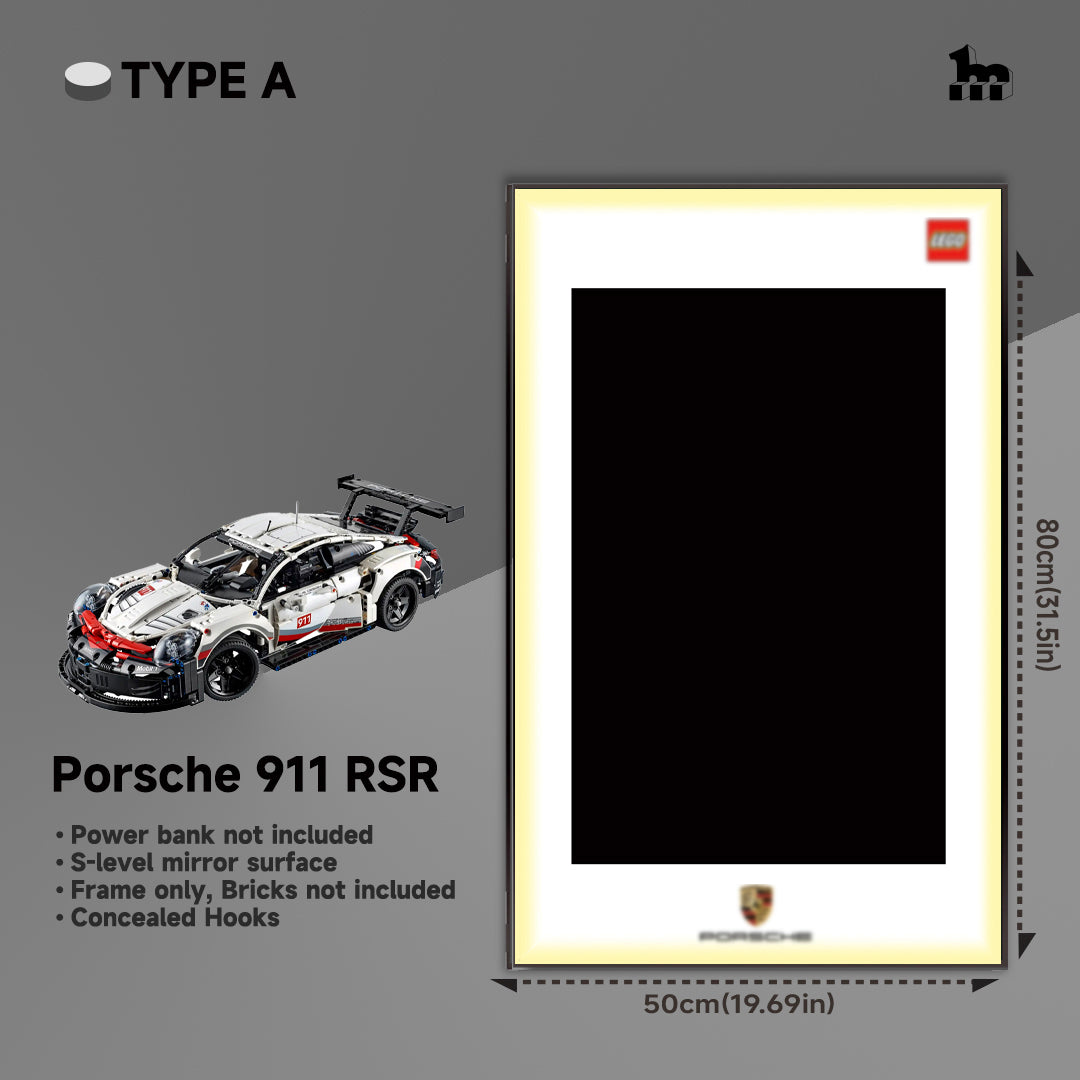 Wall display frame for Lego Porsche 911 RSR 42096