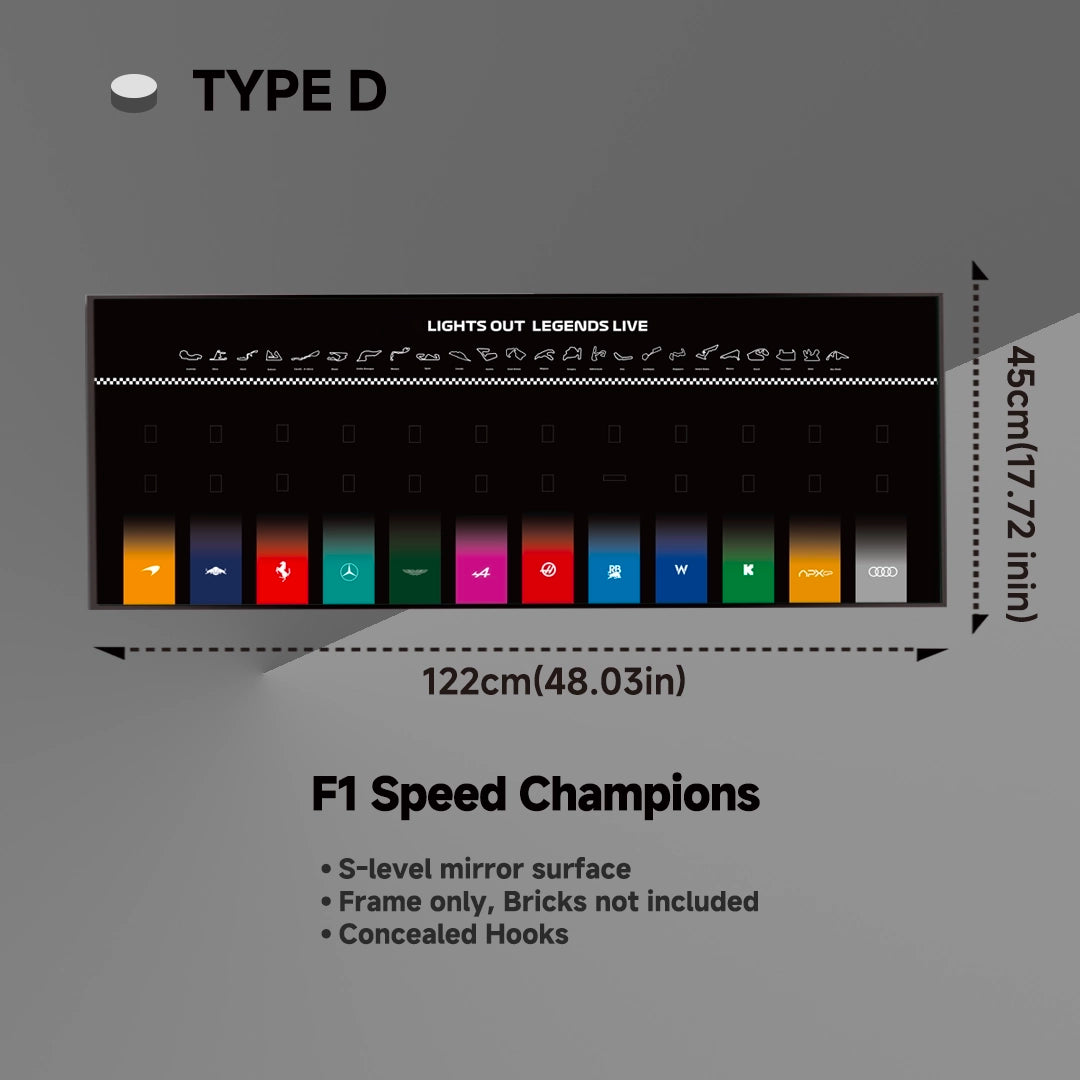 Wall Display Frame for LEGO® 12x F1® Speed Champions F1 Cars