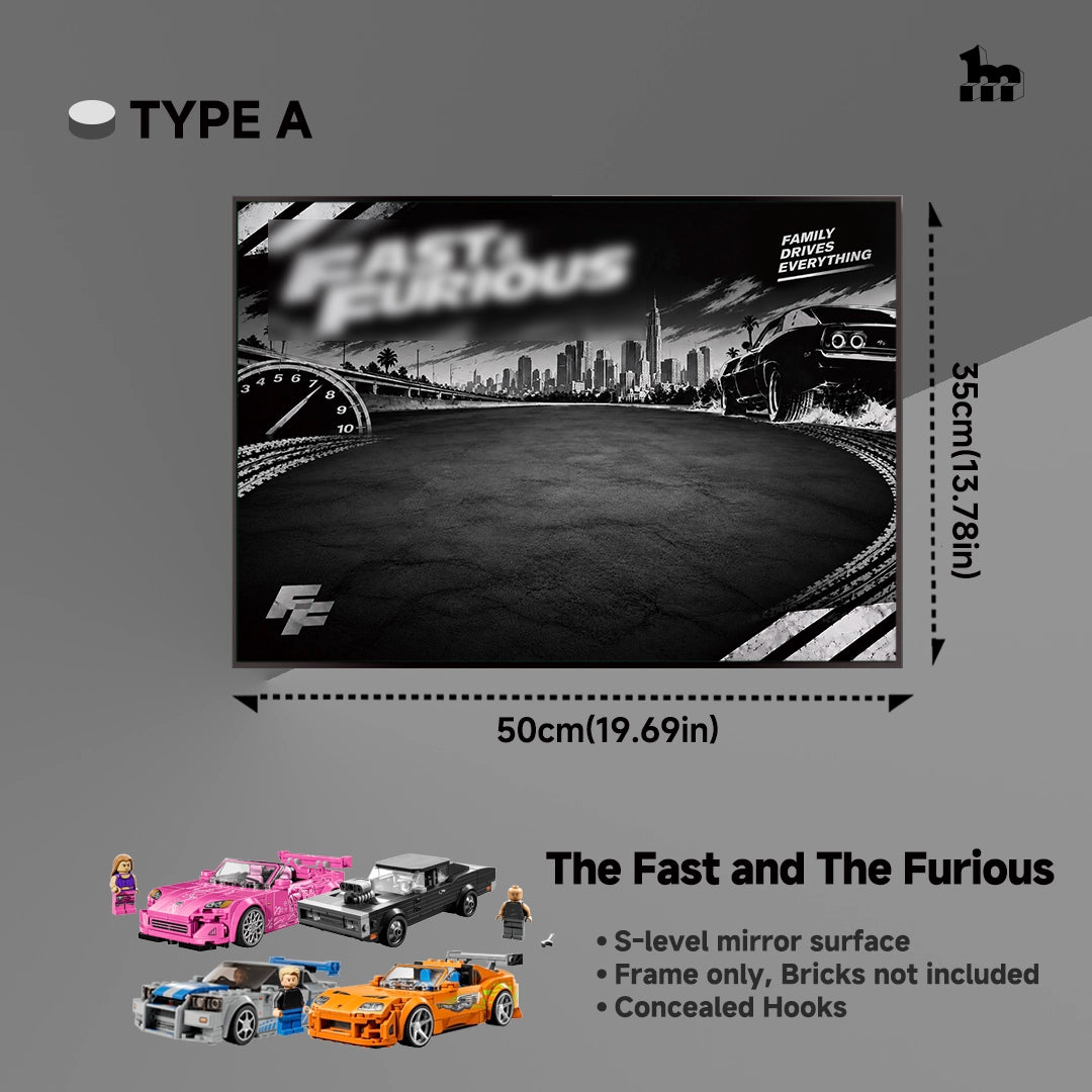 Wall Display Frame For Lego Speed Champions The Fast and The Furious 4 cars