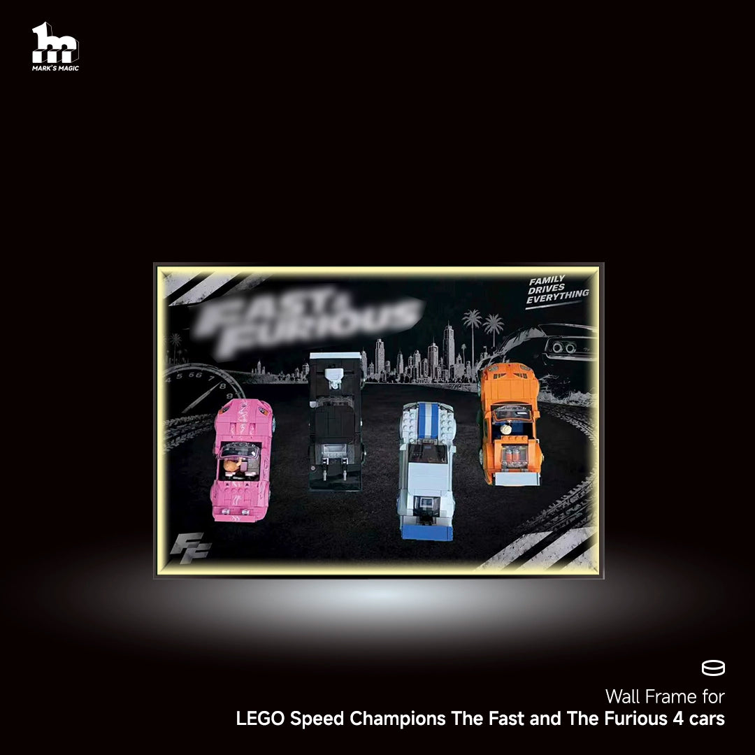 Wall Display Frame For Lego Speed Champions The Fast and The Furious 4 cars