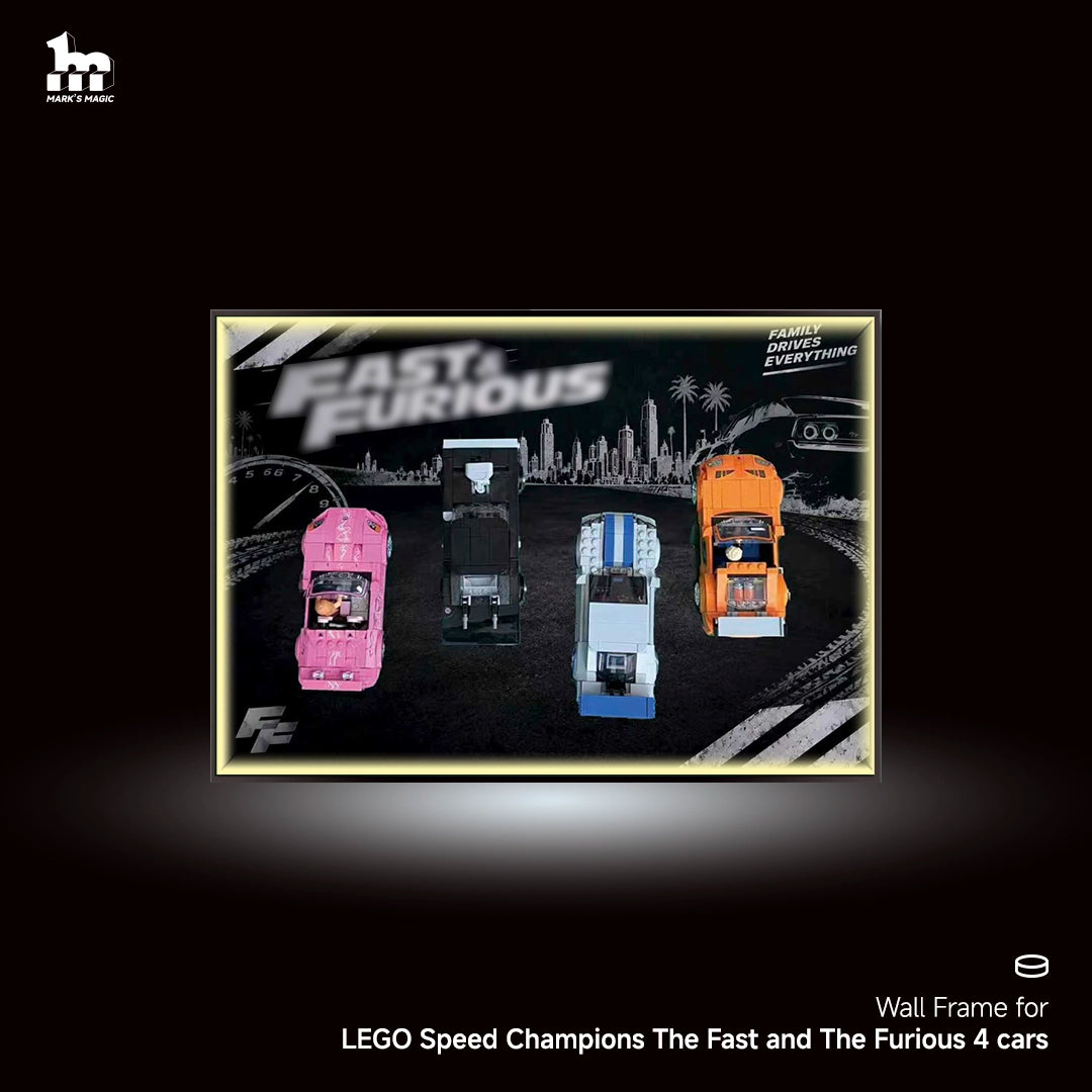 Wall Display Frame For Lego Speed Champions The Fast and The Furious 4 cars