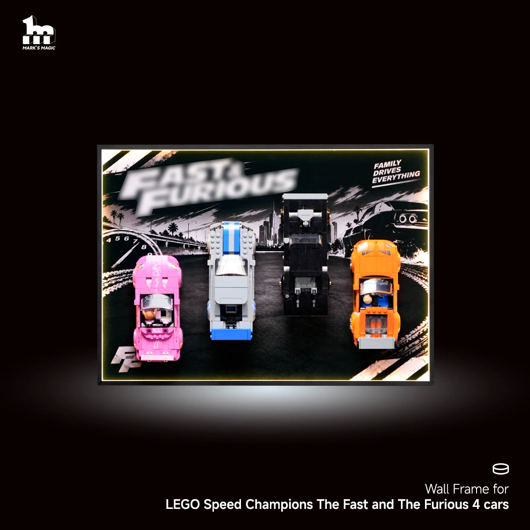 Wall Display Frame For Lego Speed Champions The Fast and The Furious 4 cars