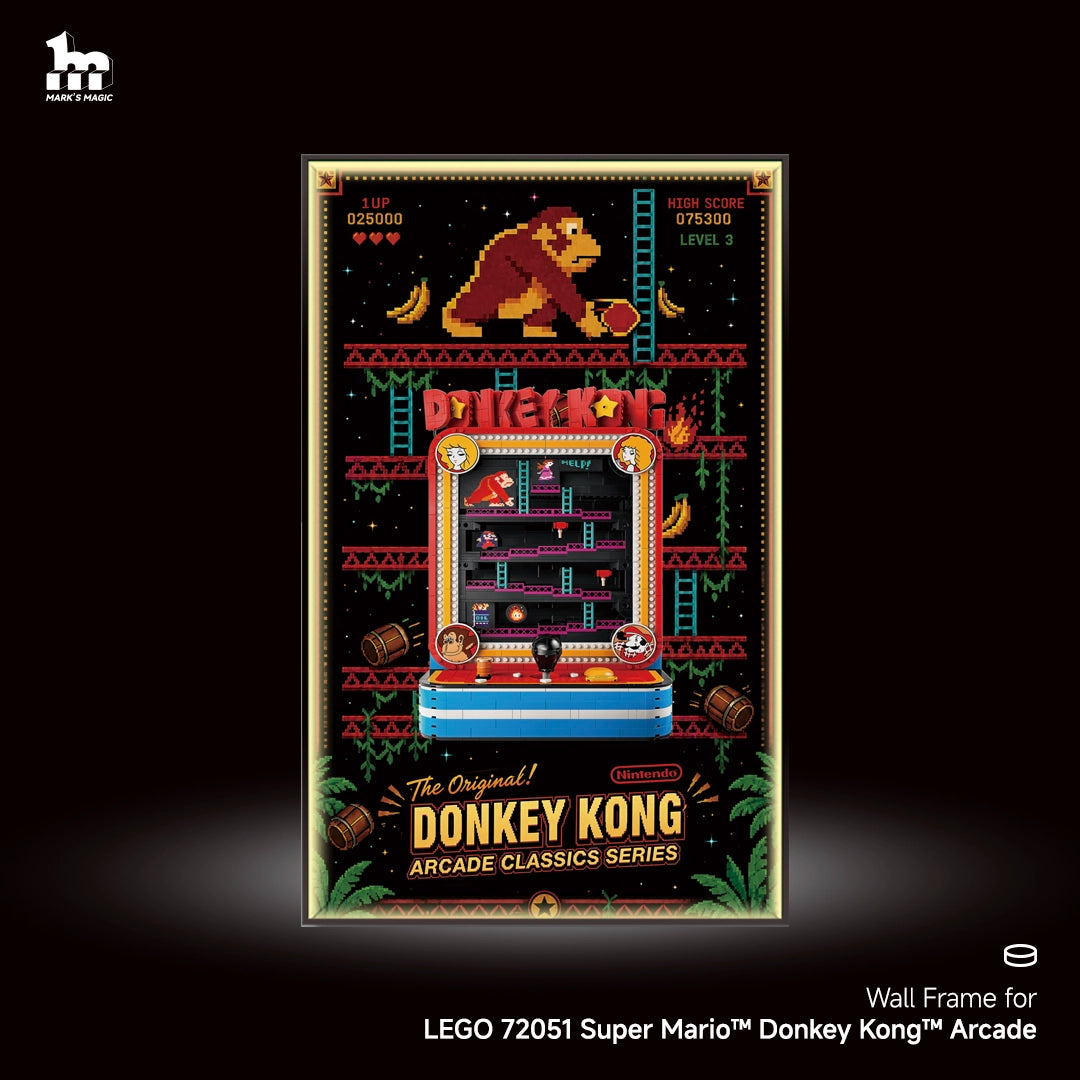 Wall Display Frame For LEGO® Super Mario™ 72051 Donkey Kong™ Arcade