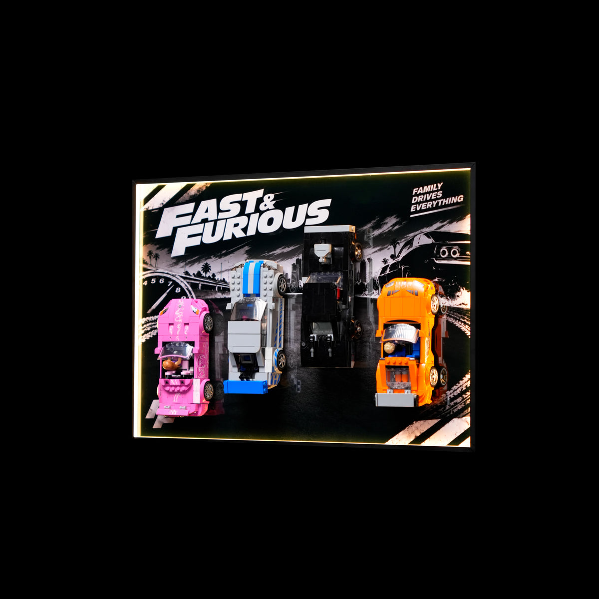 Wall Display Frame For Lego Speed Champions The Fast and The Furious 4 cars