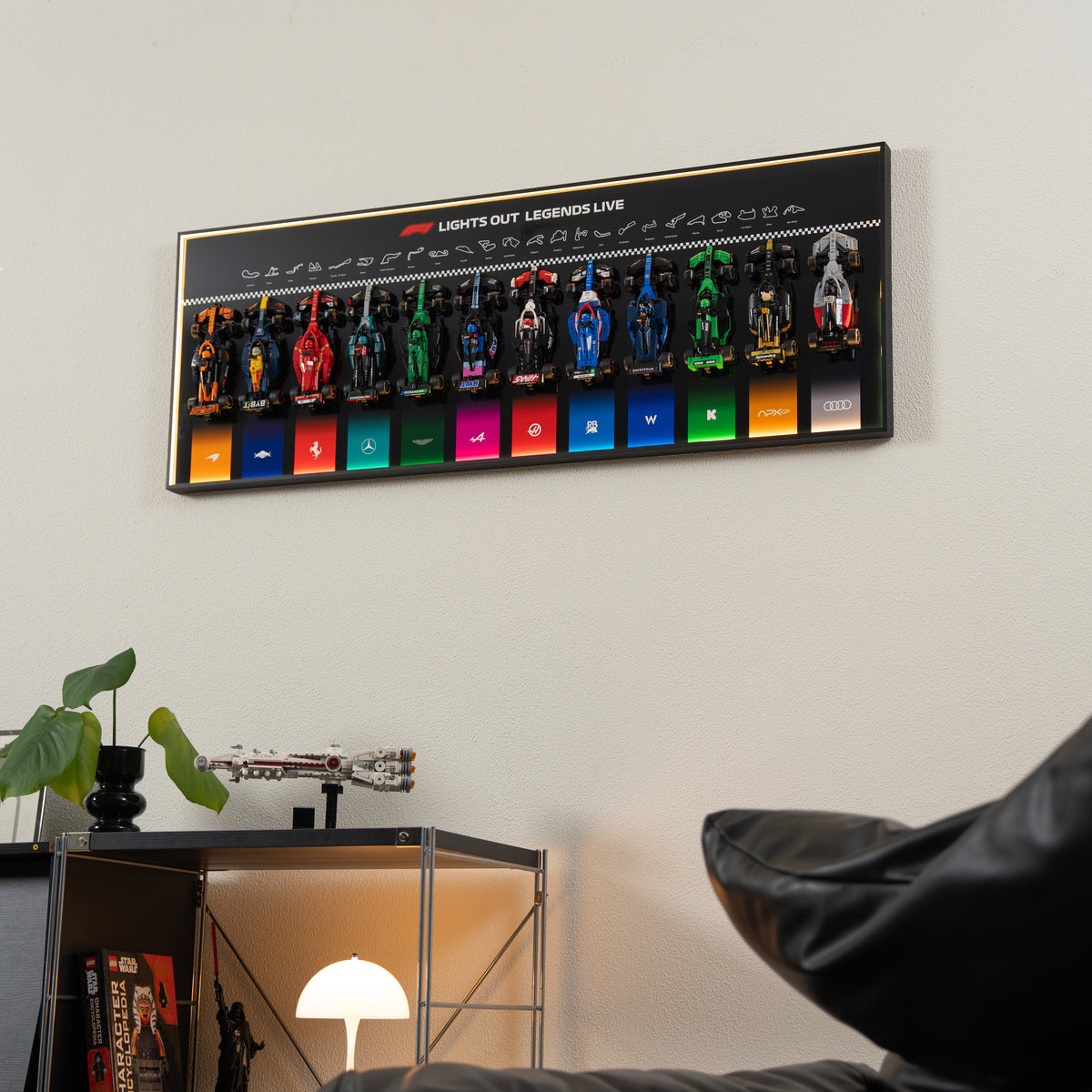 Wall Display Frame for LEGO® 12x F1® Speed Champions F1 Cars
