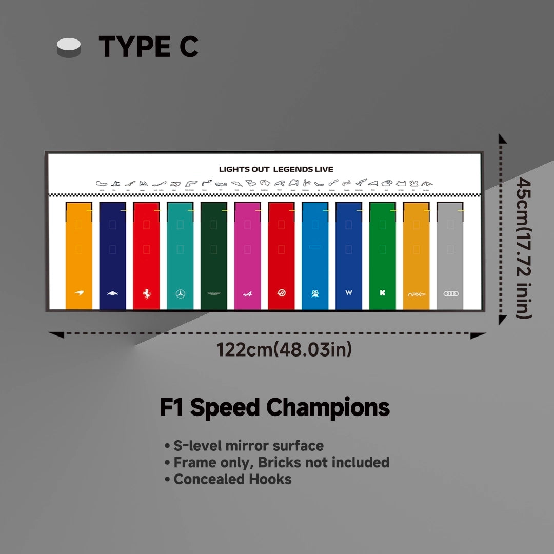 Wanddisplay-Rahmen für 12 LEGO® F1®-Speed-Champions-F1-Rennwagen