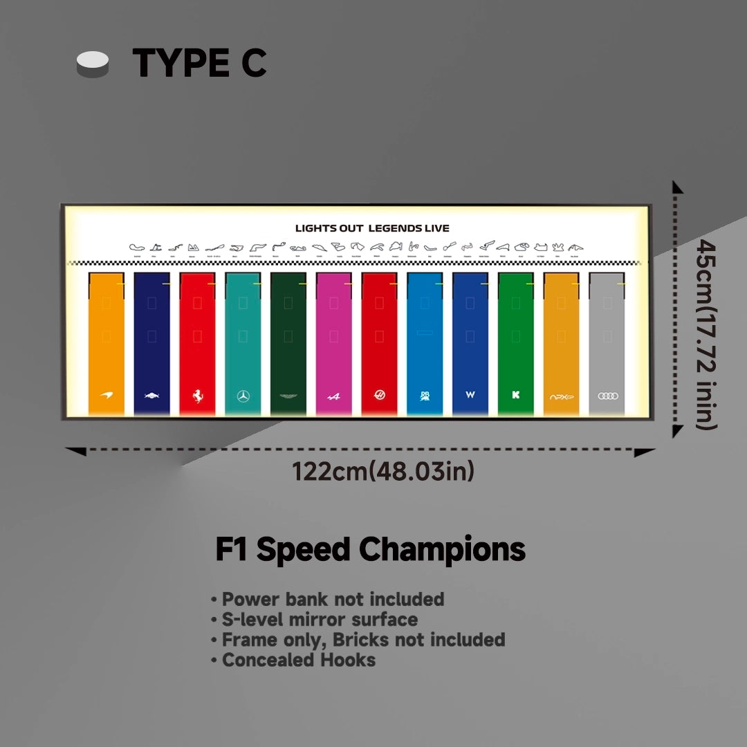 Wanddisplay-Rahmen für 12 LEGO® F1®-Speed-Champions-F1-Rennwagen