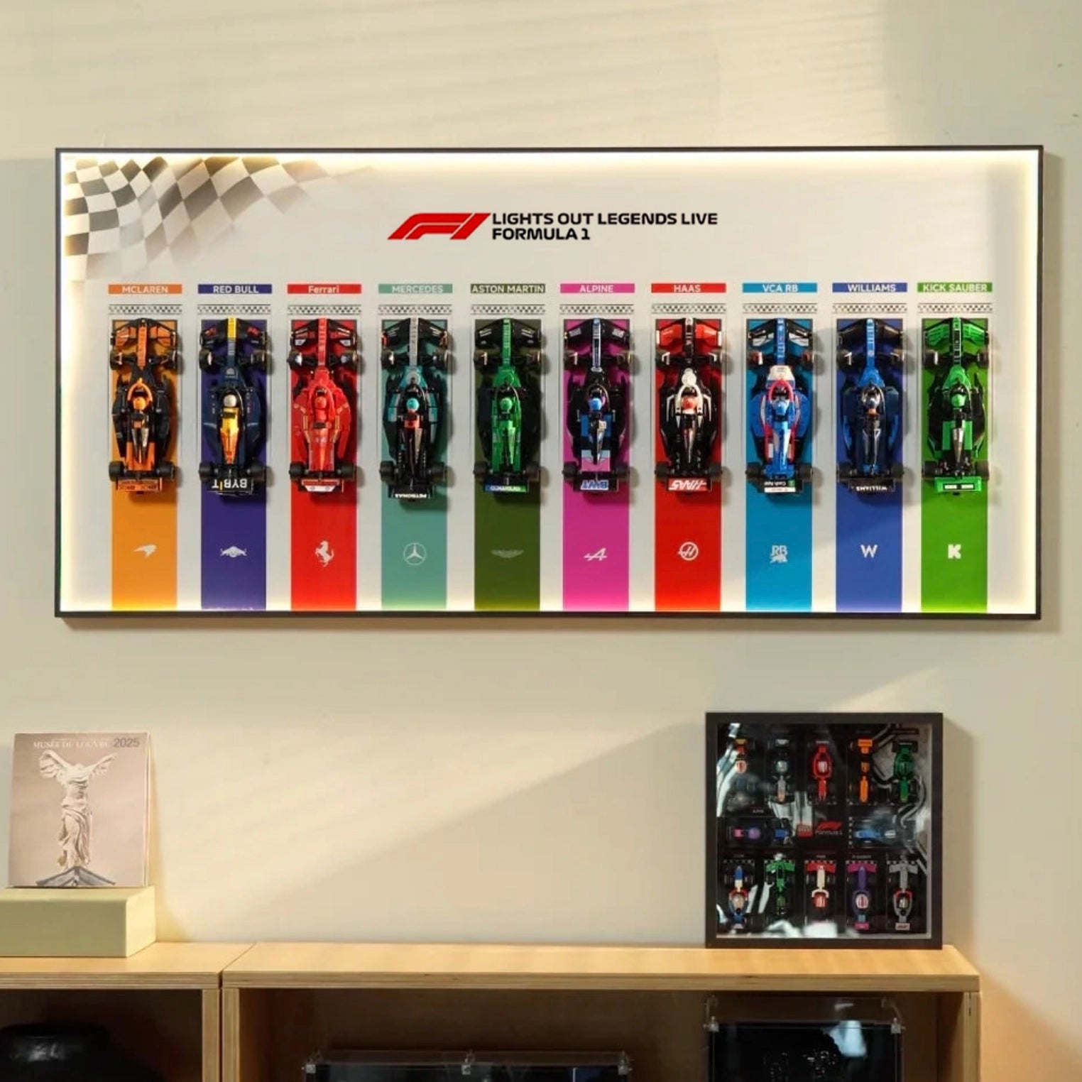 Wall Display Frame for LEGO® F1® Speed Champions F1 Cars Plus