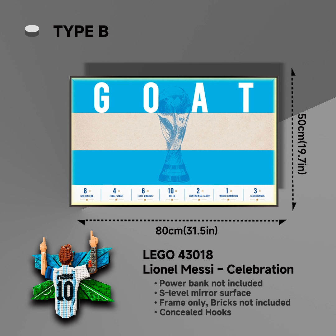 Cadres d'exposition muraux pour LEGO Editions 43018 Lionel Messi – Célébration