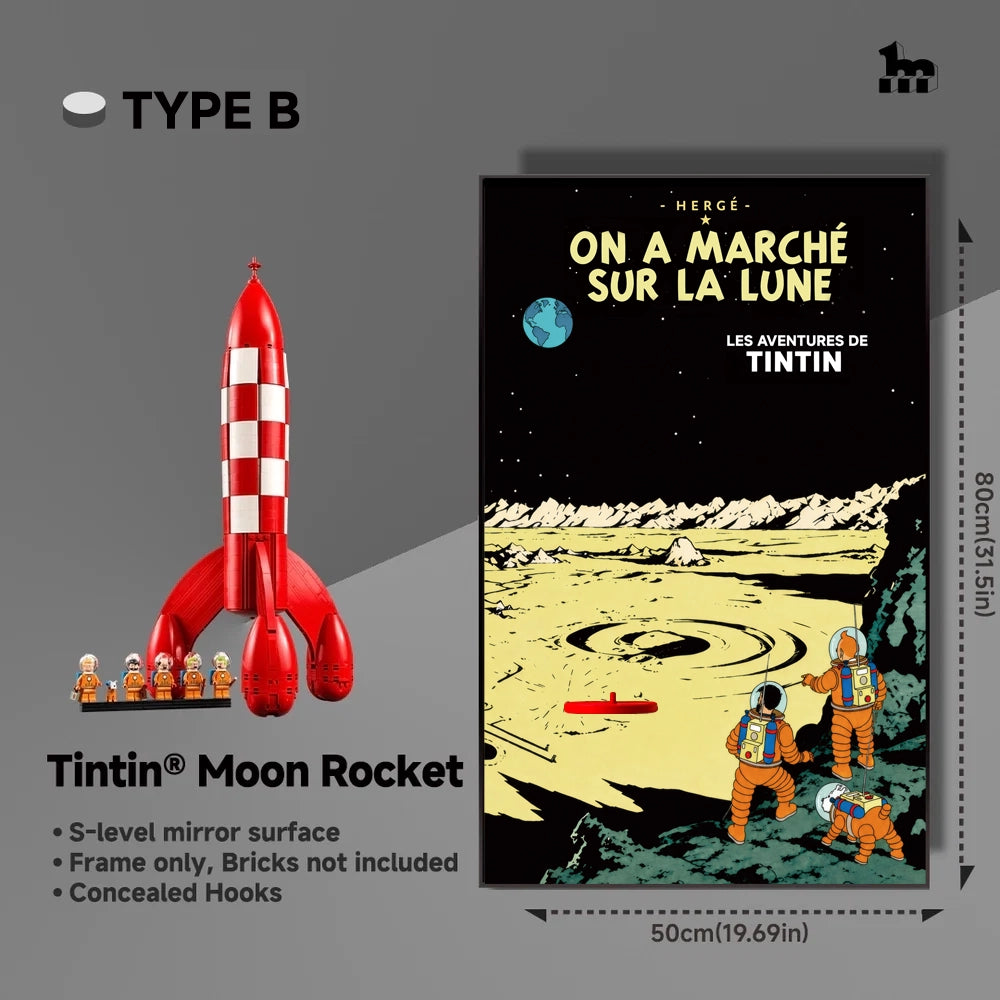 Wall Display Frames For LEGO® Ideas 21367 Tintin® Moon Rocket