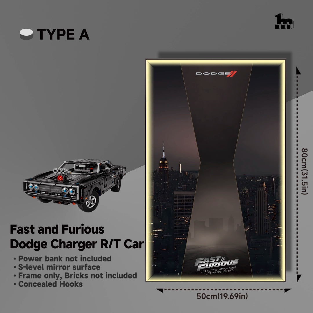 Cadres muraux pour LEGO Technic 42231 Voiture Dodge Charger R/T Fast and Furious
