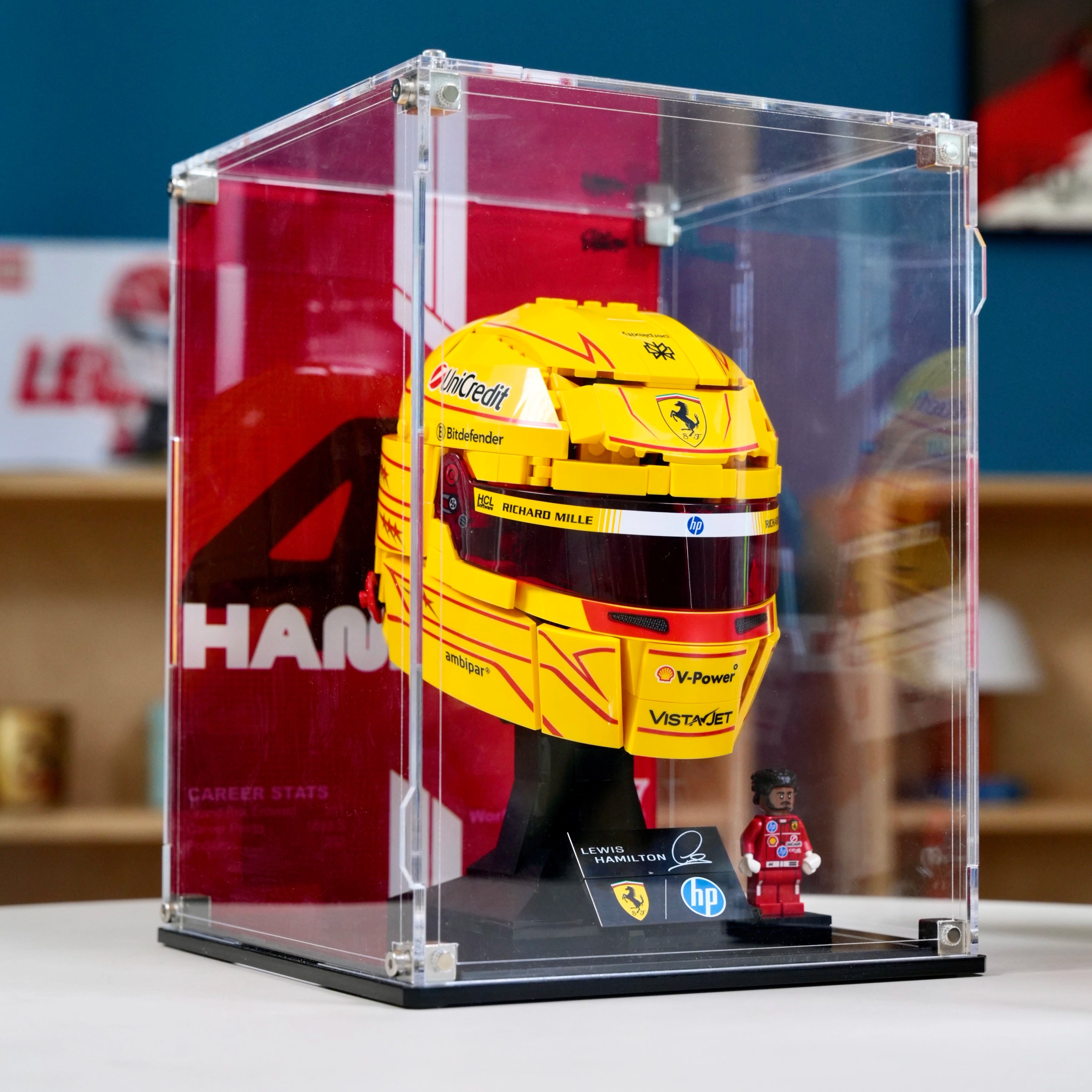 Wall mounted Display Case For LEGO® Editions F1 43022 Hamilton’s Helmet