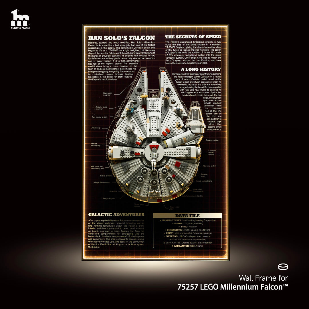 Display frame for LEGO® STAR WARS™ 75257 Millennium Falcon™