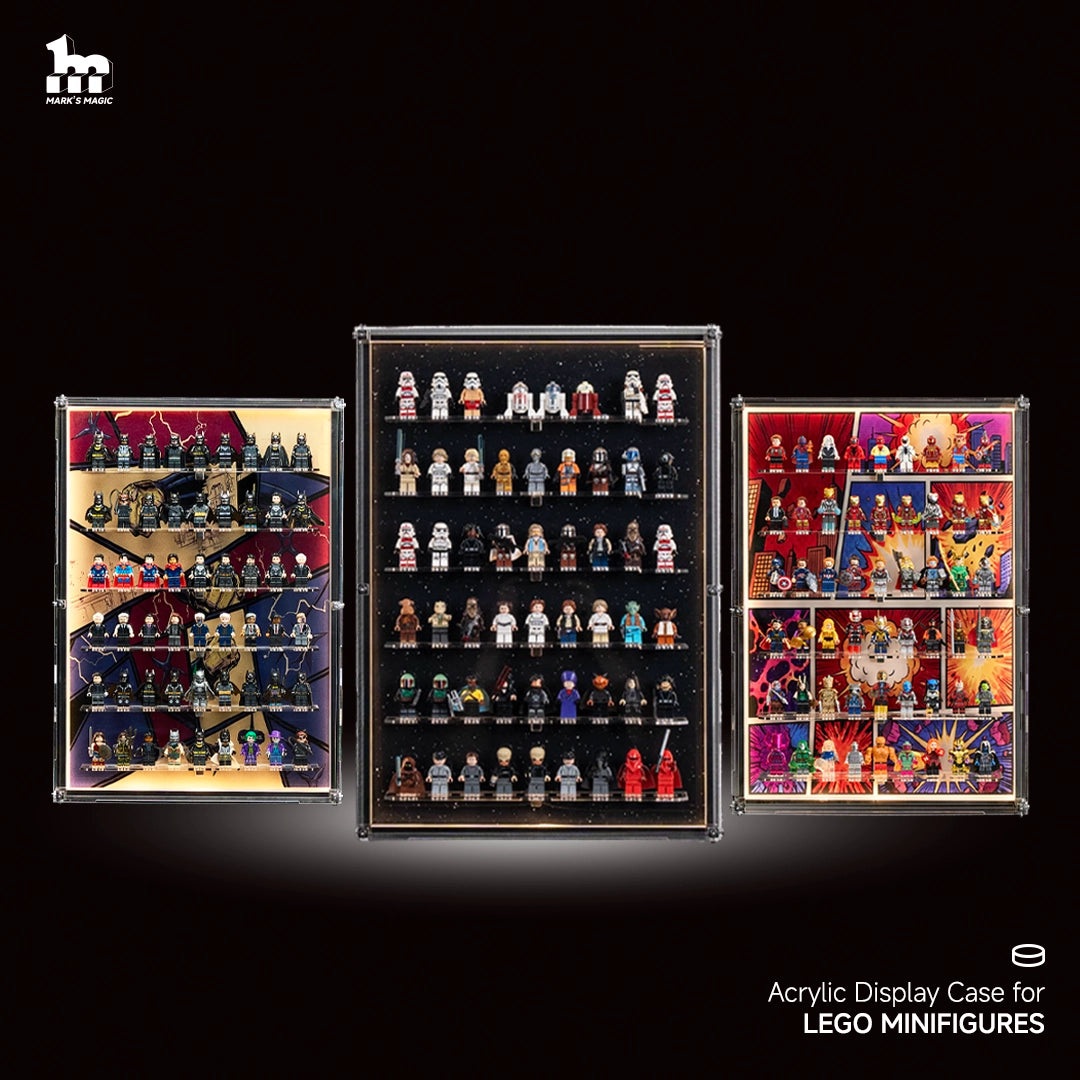 【PREMIUM】 Dust Proof Light-Up Wall mounted Display Case for LEGO Minifigures