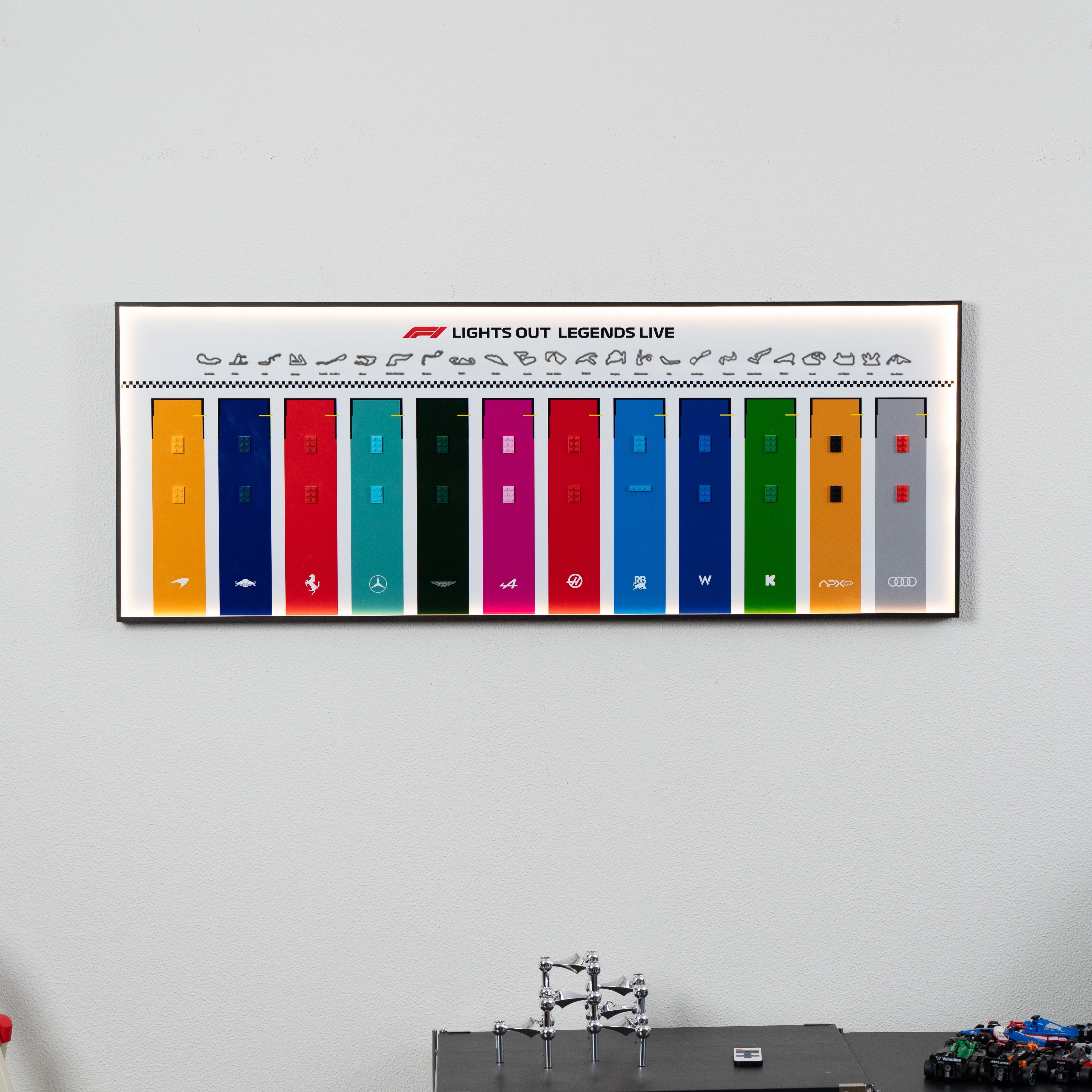 Wall Display Frame for LEGO® 12x F1® Speed Champions F1 Cars