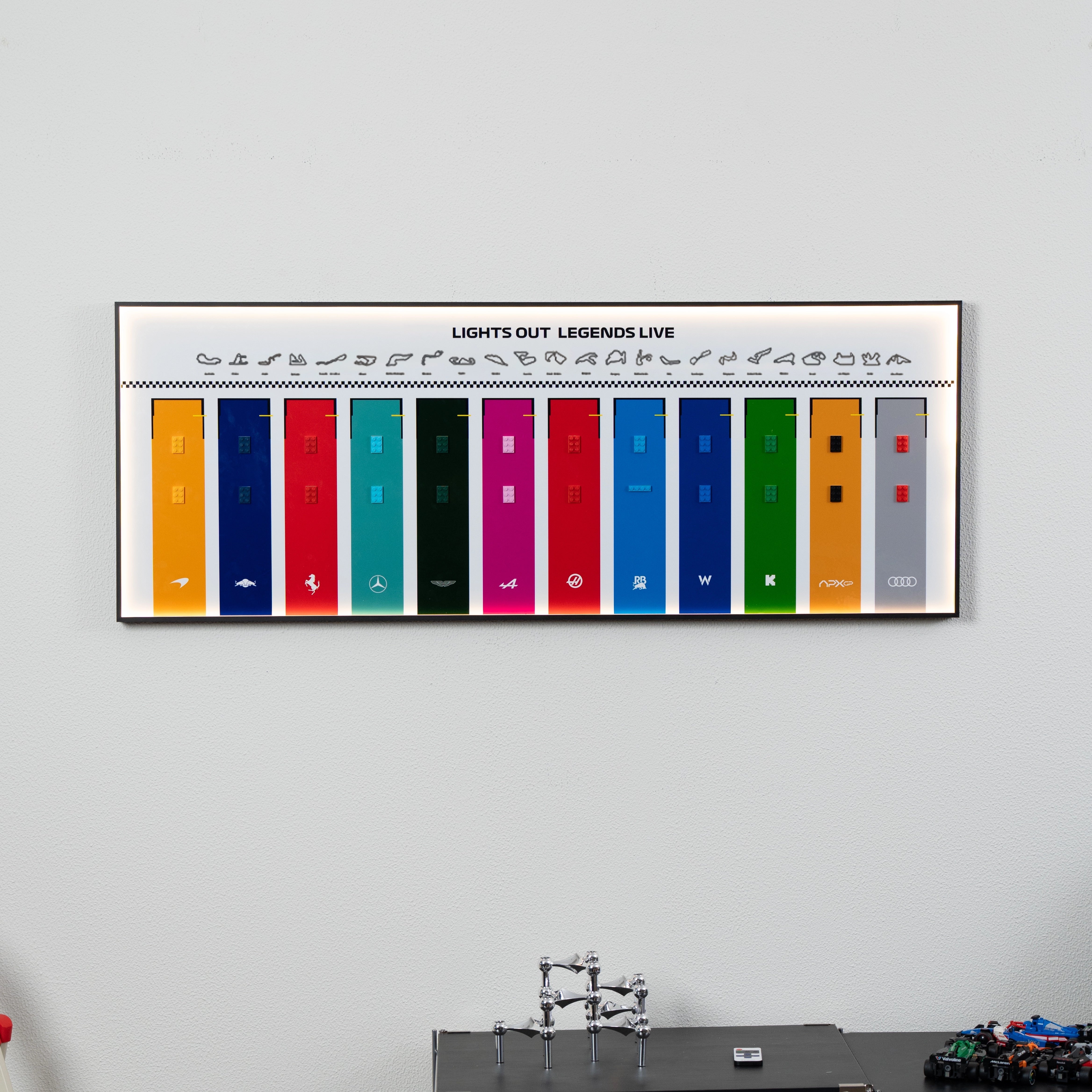 Wanddisplay-Rahmen für 12 LEGO® F1®-Speed-Champions-F1-Rennwagen